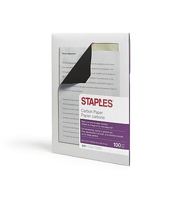 STAPLES  
Carbon Paper  
Papier carbone  

100%  
100 sheets