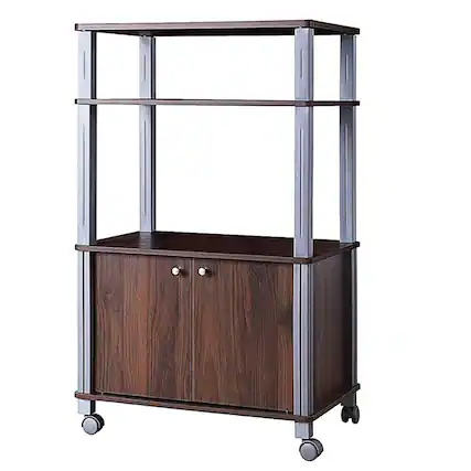 Front. Kadyn - Microwave Rack Stand Rolling Storage Cart-Walnut, Storage Rack Microwave Oven Stand for Spices, Pots, and Pans - Brown.