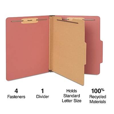 4 Fasteners  
1 Divider  
Holds Standard Letter Size  
100% Recycled Materials