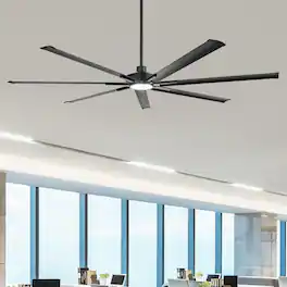 Parrot Uncle - 100-inch Indoor/Outdoor Industrial Integrated LED Large Ceiling Fan with Light and 7 Aluminum Blades - Black