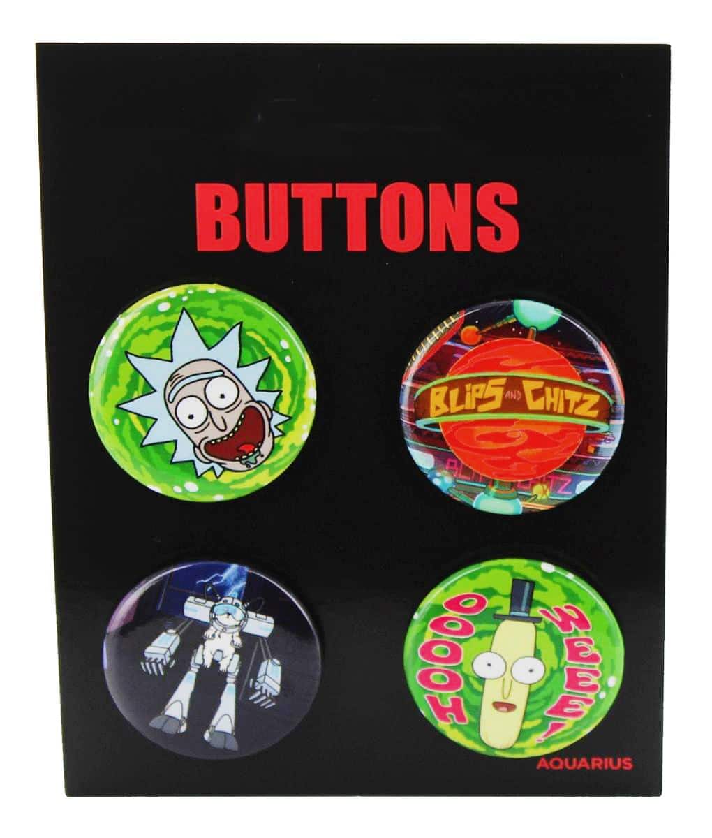 NMR Distribution - Rick and Morty Carded Button 4-Pack - Multicolored