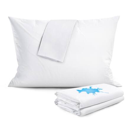 Front. Fabibe - Pillow Protector With Zipper Standard Size Covers Waterproof Pillowcases Cotton Saliva Liquids And Stains Proof Quiet - Queen-2.0.