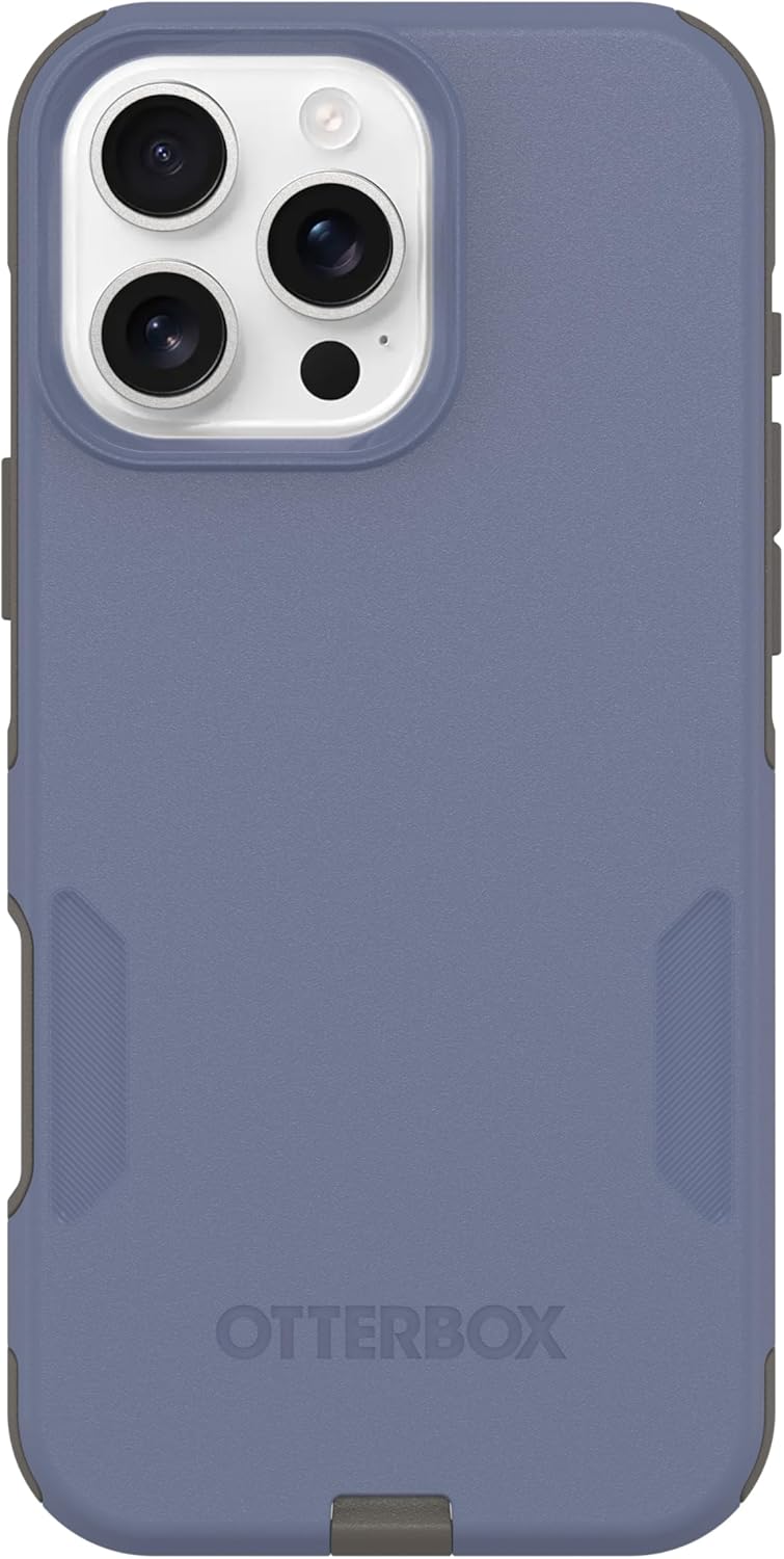 Left. OtterBox - OtterBox - Commuter Series Hard Shell for MagSafe for Apple iPhone 16 Pro Max - Spiced Orchid (Blue & Grey).