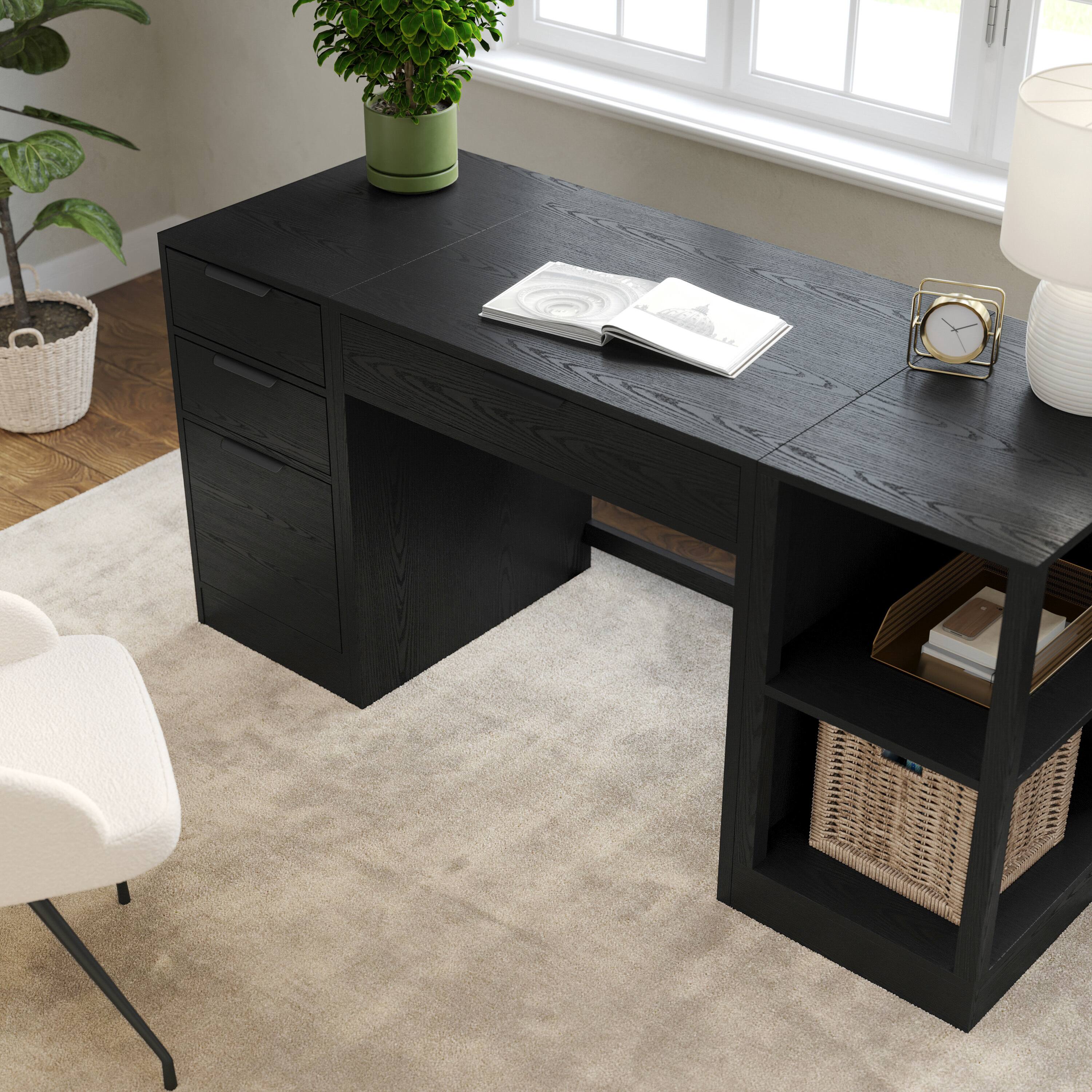 Alt View 4. Martha Stewart - Kayden Modular Desk, 2-Tier Shelf & File Cabinet - Black.