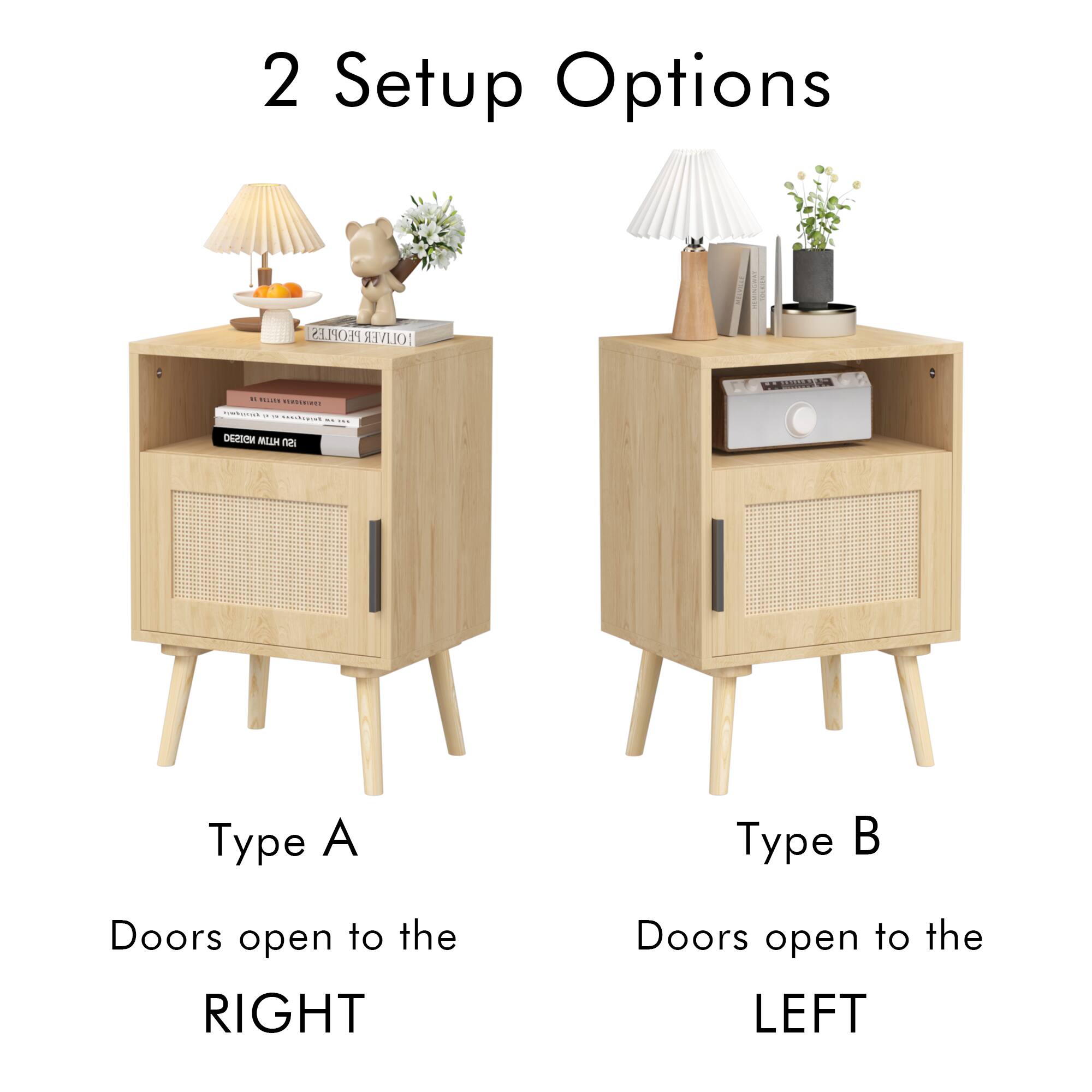 2 Setup Options

Type A
Doors open to the RIGHT

Type B
Doors open to the LEFT