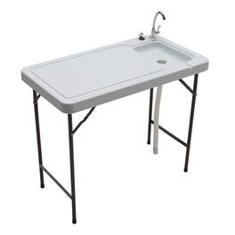 Seek Thermal - SEEK Outdoor Folding Portable Fish & Game Camping Table with Sink Faucet & Drain - White