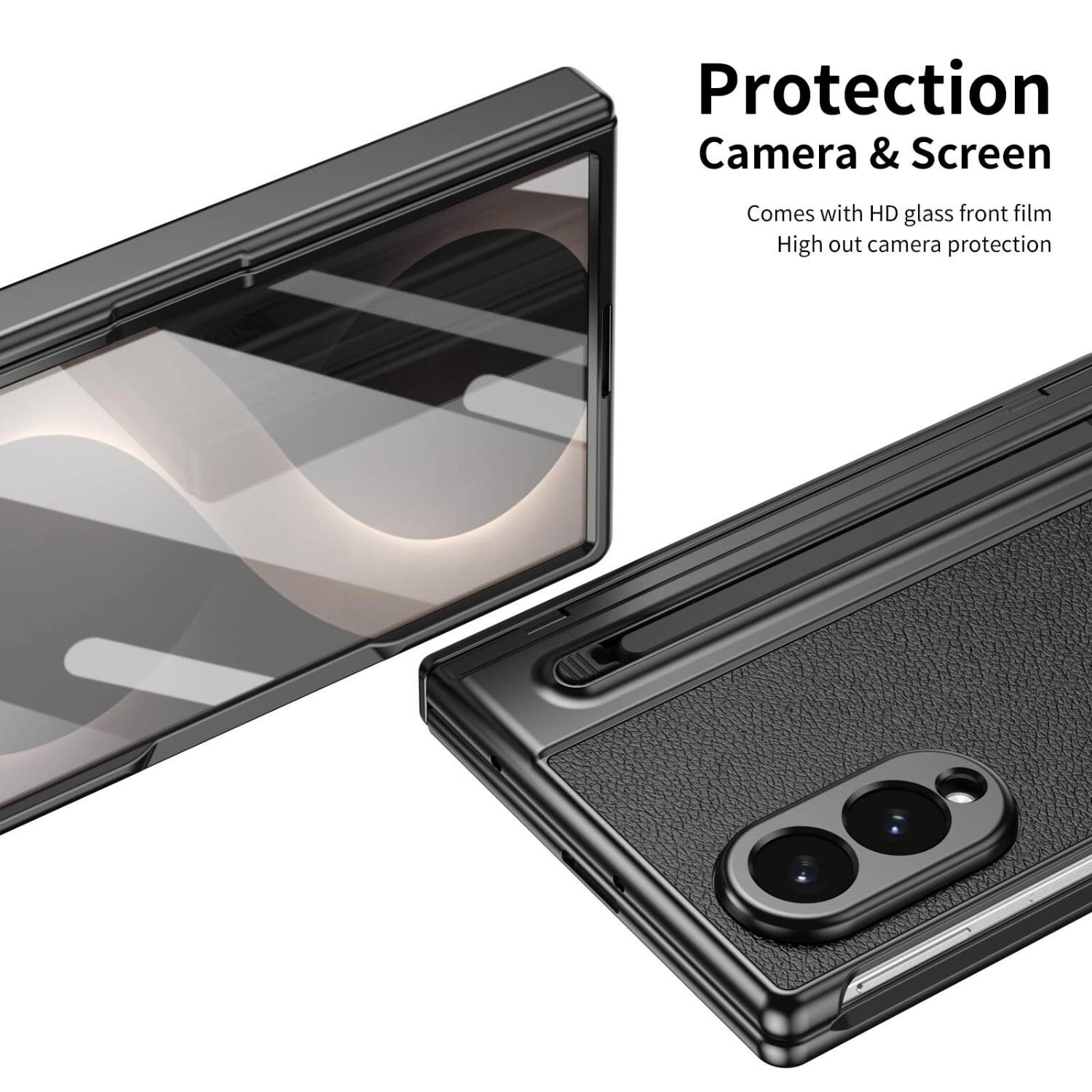 Protection Camera & Screen  
Comes with HD glass front film  
High out camera protection