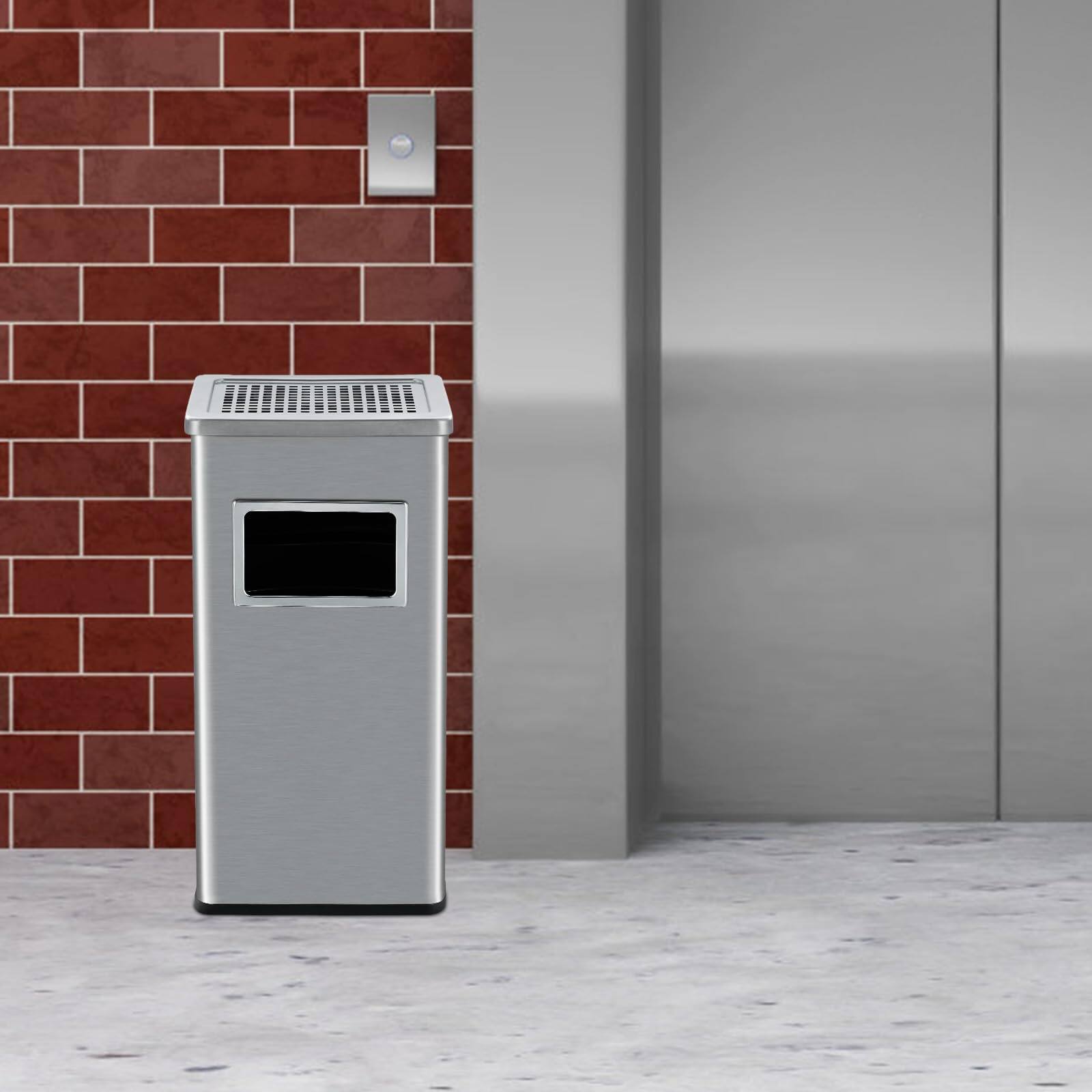 Alt View 3. Acekool - Commercial Indoor Outdoor Trash Can, Stainless Steel Square Garbage Can.