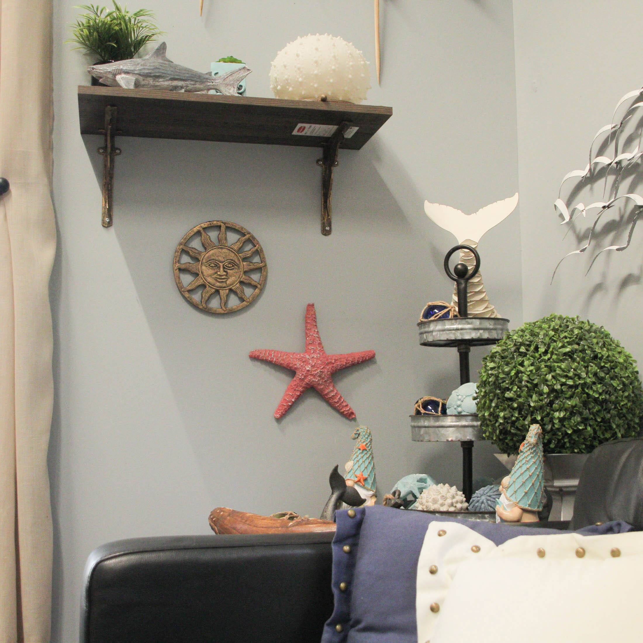 Alt View 3. Zeckos - Cast Iron Sun Face Trivet – Distressed Gold Finish, Heat-Resistant Kitchen Decor - Gold.