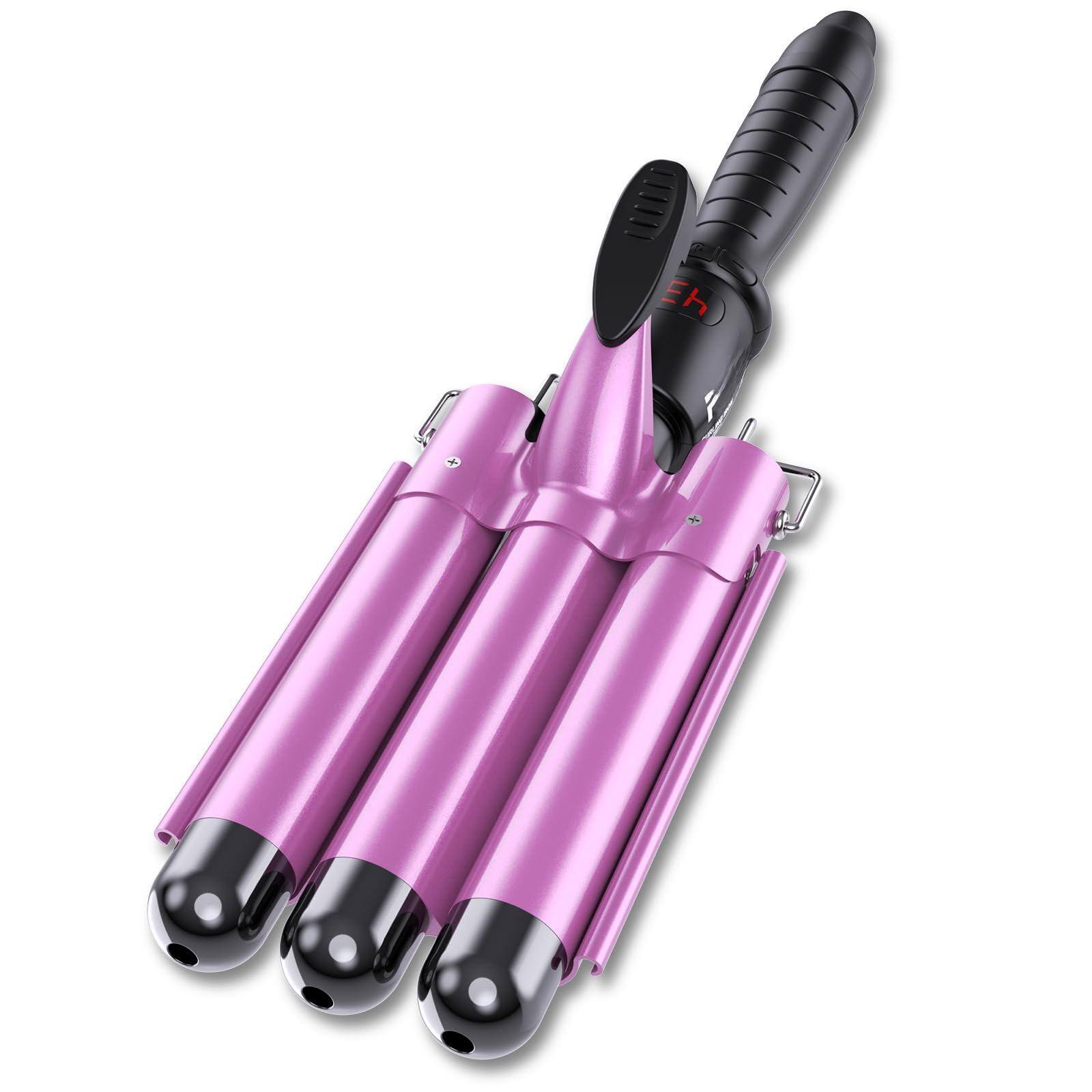 VEGA AUTOMOTIVE - Three Curling Iron Hair Crimper With Lcd Temperature Display Tool Dual Beach Waver - Pink