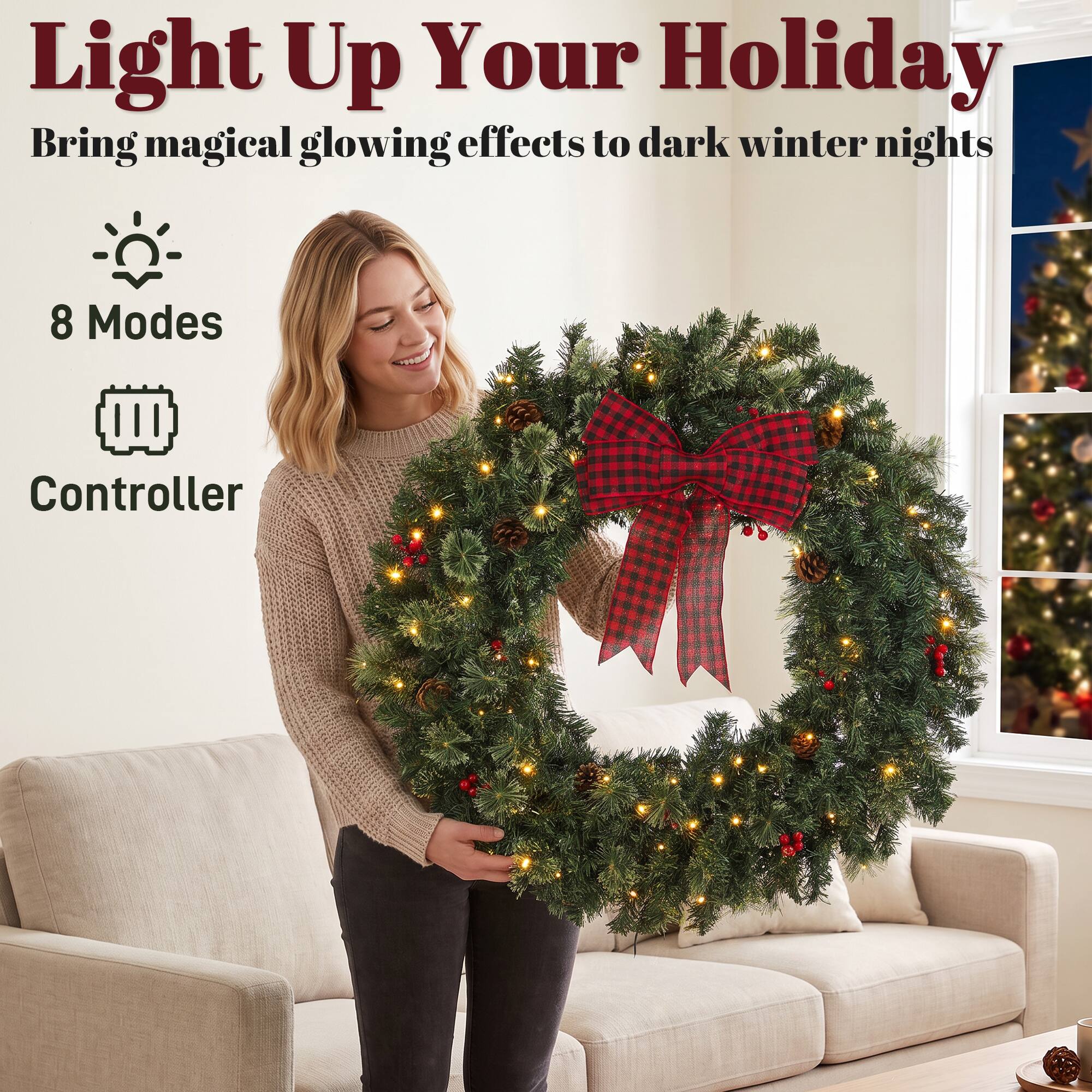 Light Up Your Holiday  
Bring magical glowing effects to dark winter nights  

8 Modes  
Controller