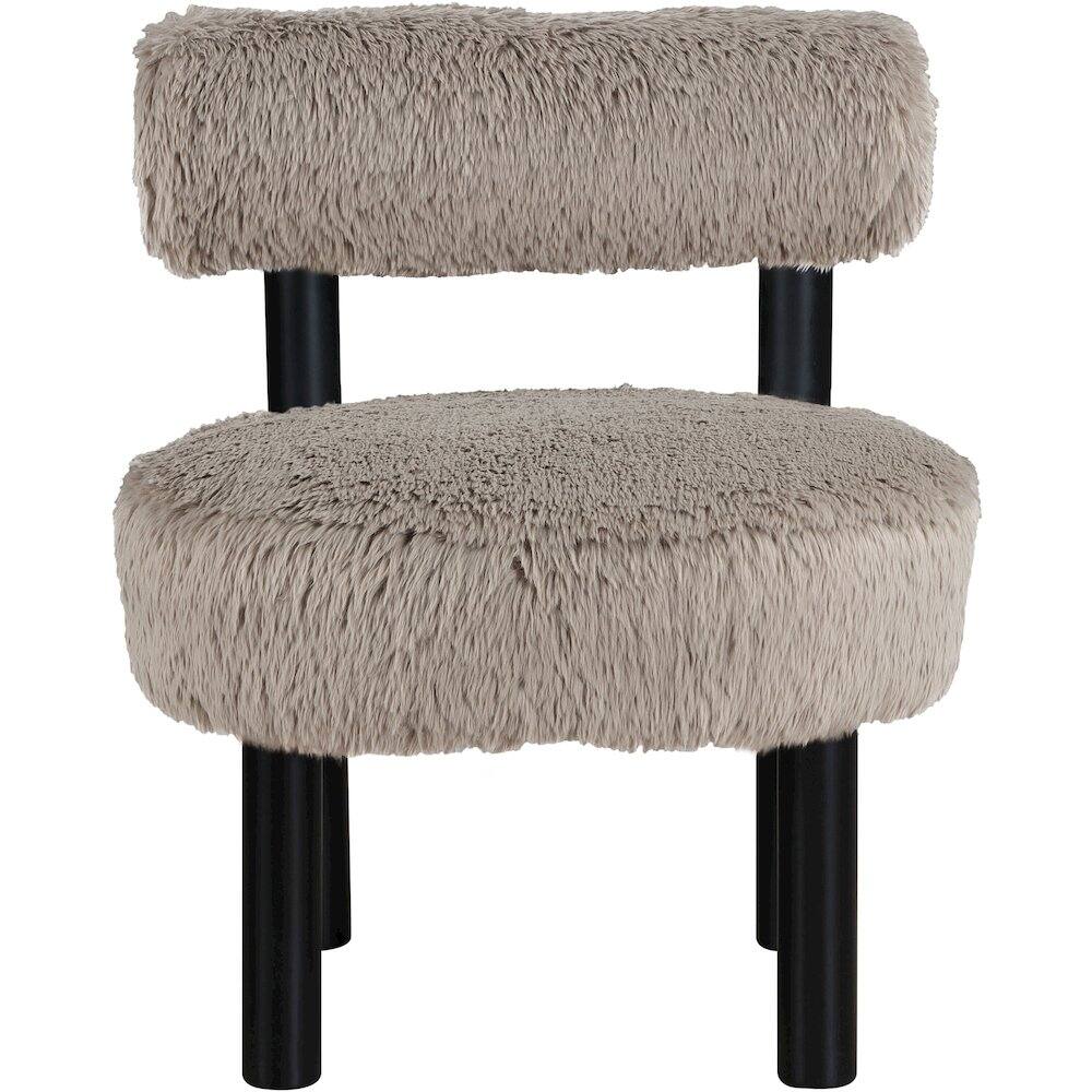 Alt View 1. Meridian Furniture - Ambre Beige Vegan Shearling Fabric Upholstered Accent Chair - Black.