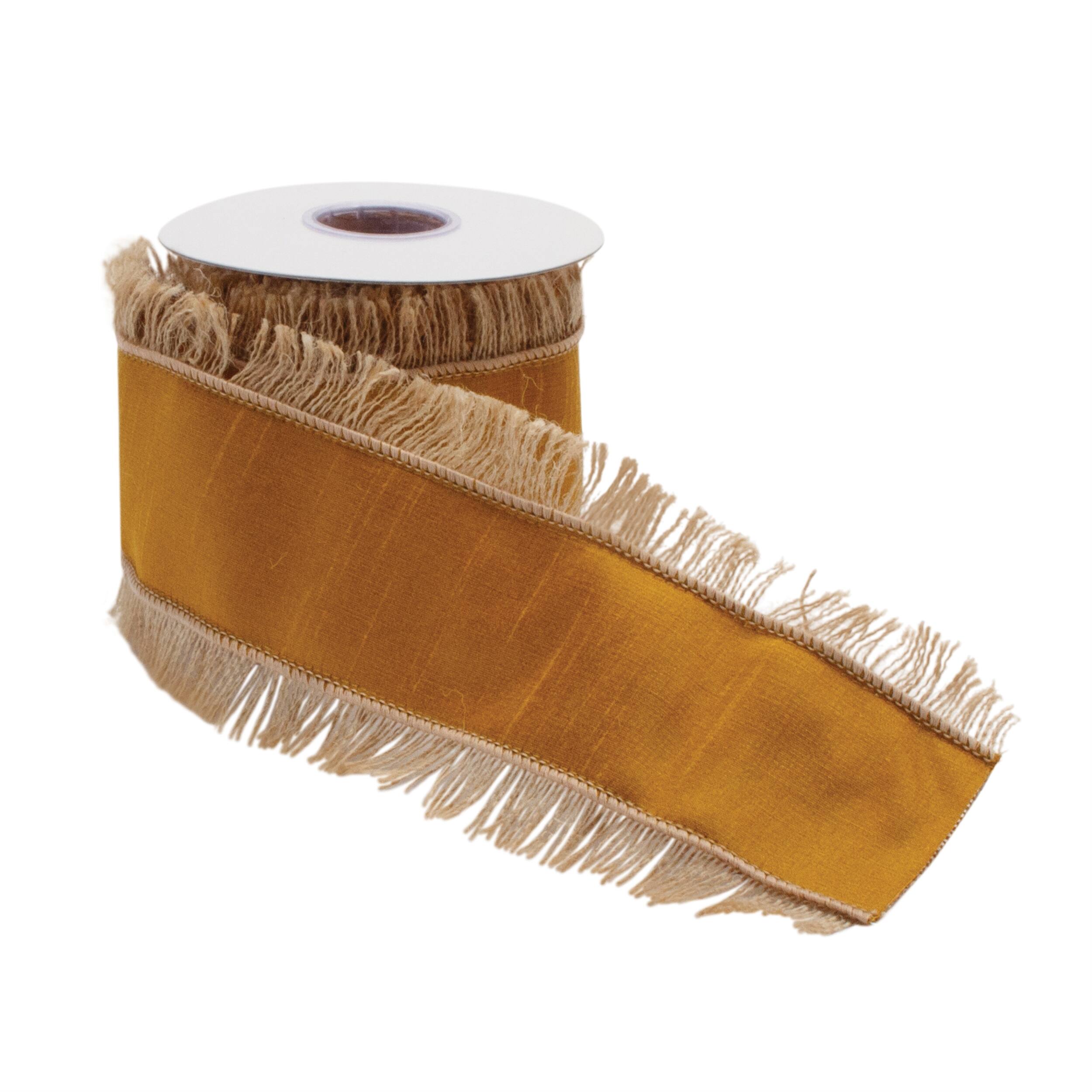 Angle. BreeBe - Jute Fringe Ribbon (Set of 2) - Orange.