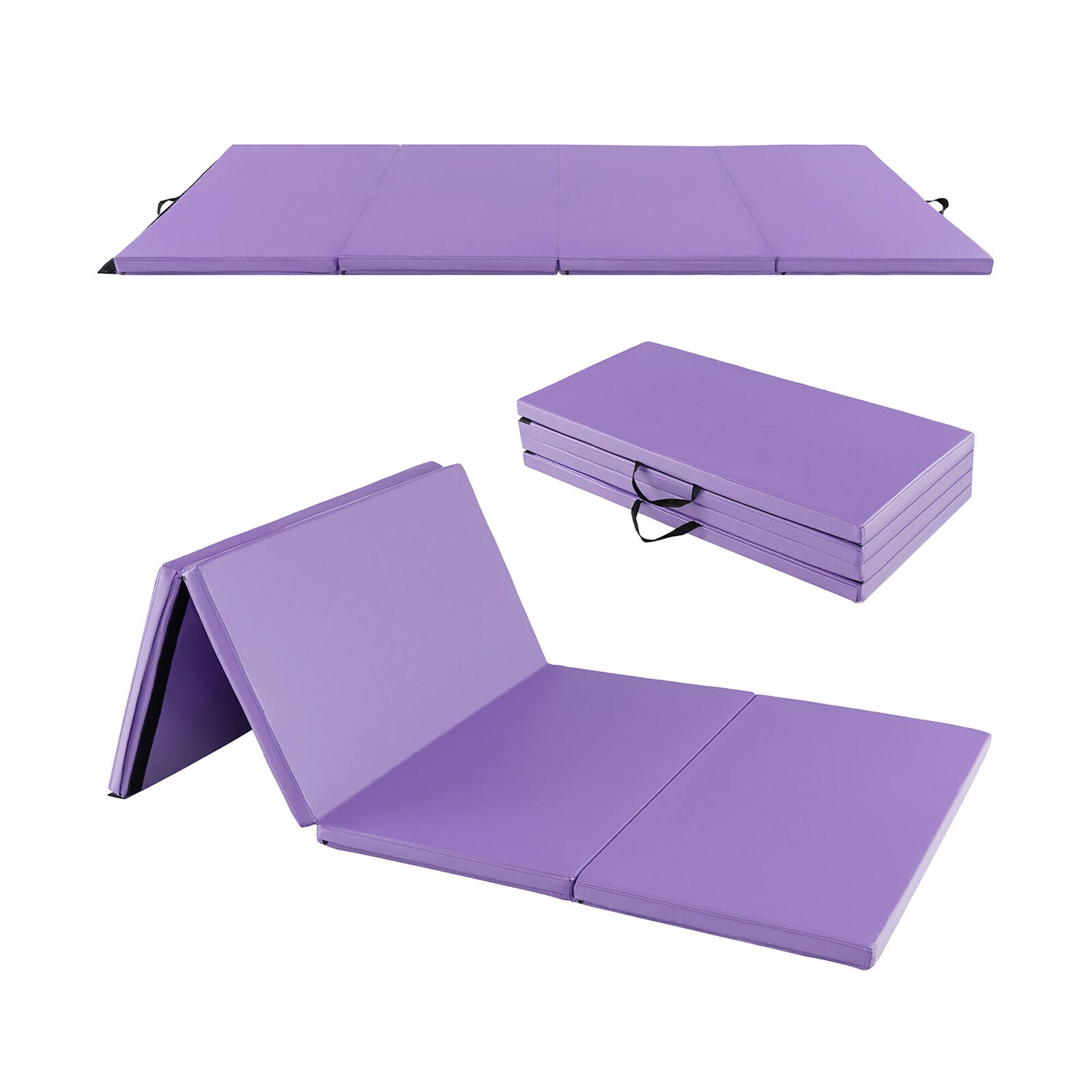 Alt View 8. Gymax - Gymax 8' x 4' x 2'' Folding Gymnastics Mat Tumbling Exercise PU Leather Cover for Yoga - Purple.
