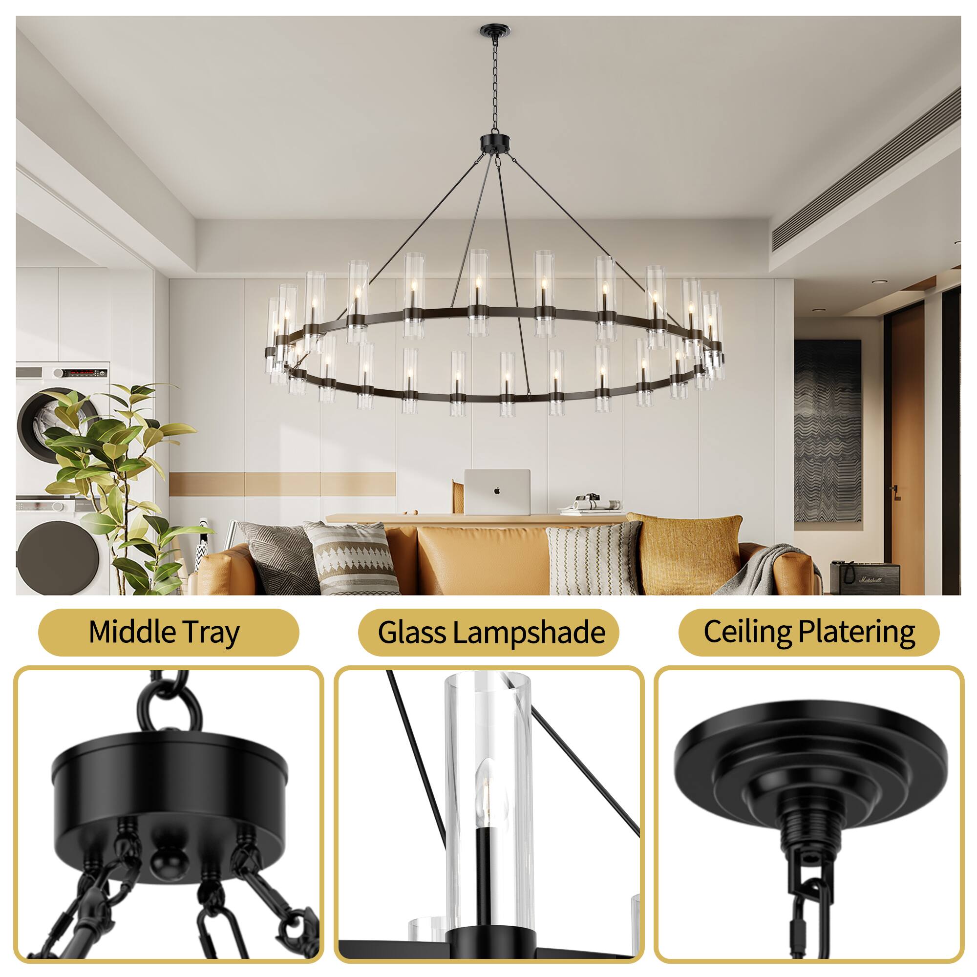 Middle Tray  
Glass Lampshade  
Ceiling Platering