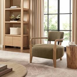 Zinnia Linen Blend Accent Chair by Modway - Olive