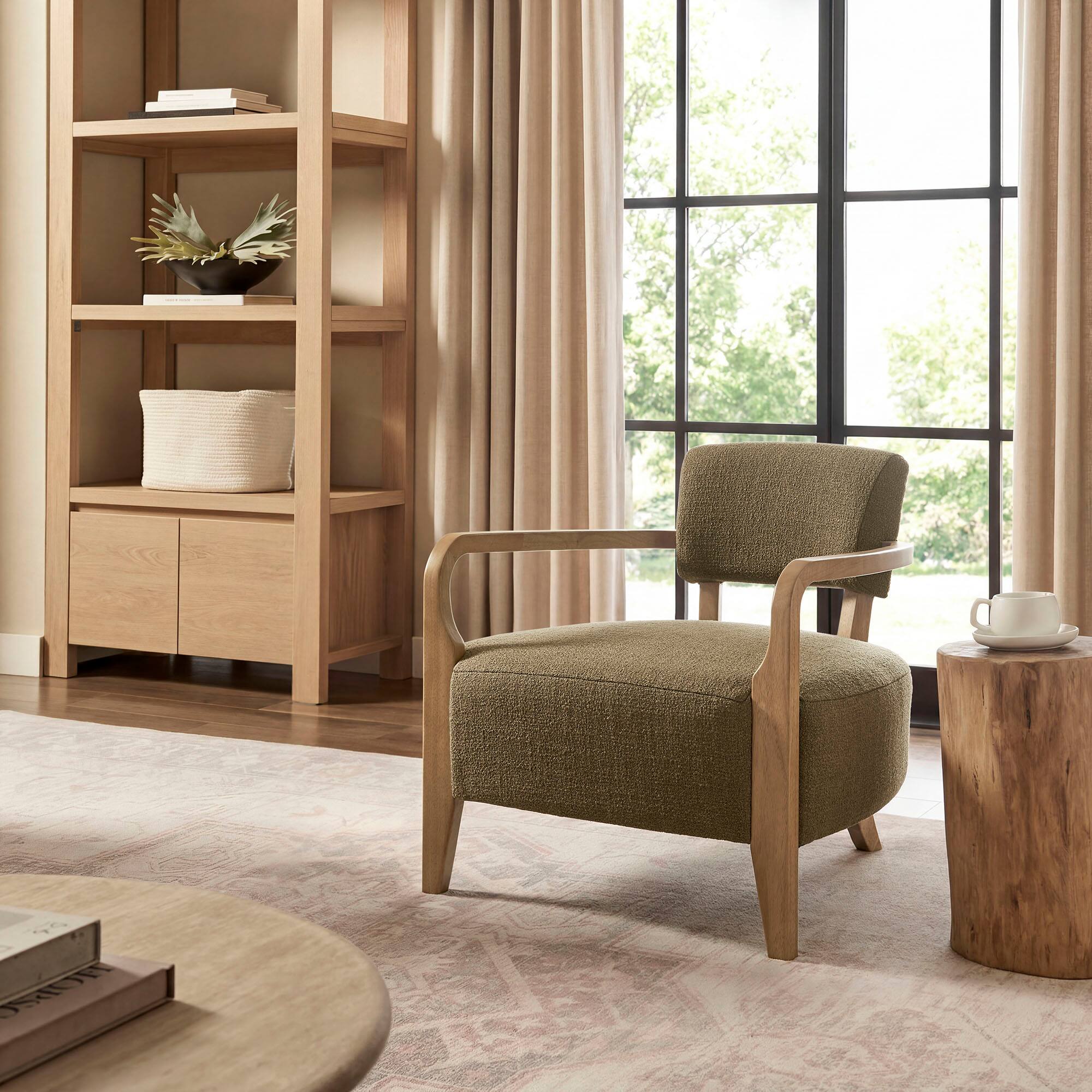 Front. Modway - Zinnia Linen Blend Accent Chair by Modway - Olive.