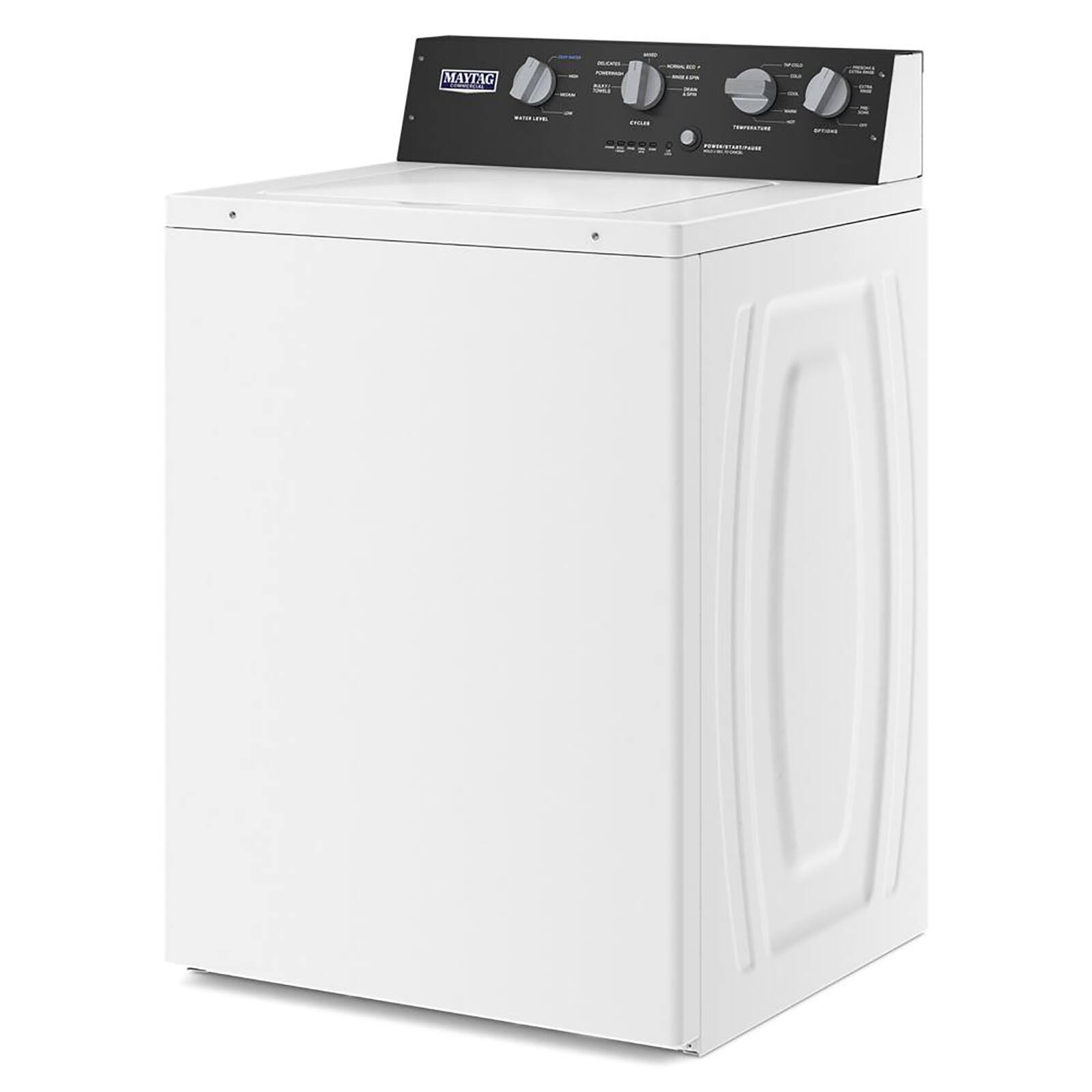 Angle. Maytag - 3.5 Cu. Ft. High Efficiency Top Load Washer Commercial Grade with Dual Action Agitator - White.