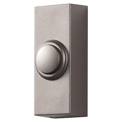 Front. HEATH ZENITH - Heath Zenith Satin Nickel Silver Plastic Wireless Pushbutton Doorbell.