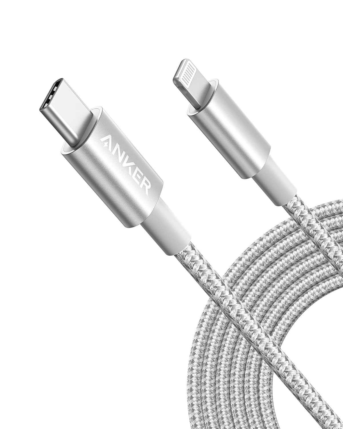 Anker - New Nylon USB C to Lightning Cable (10ft) - Silver