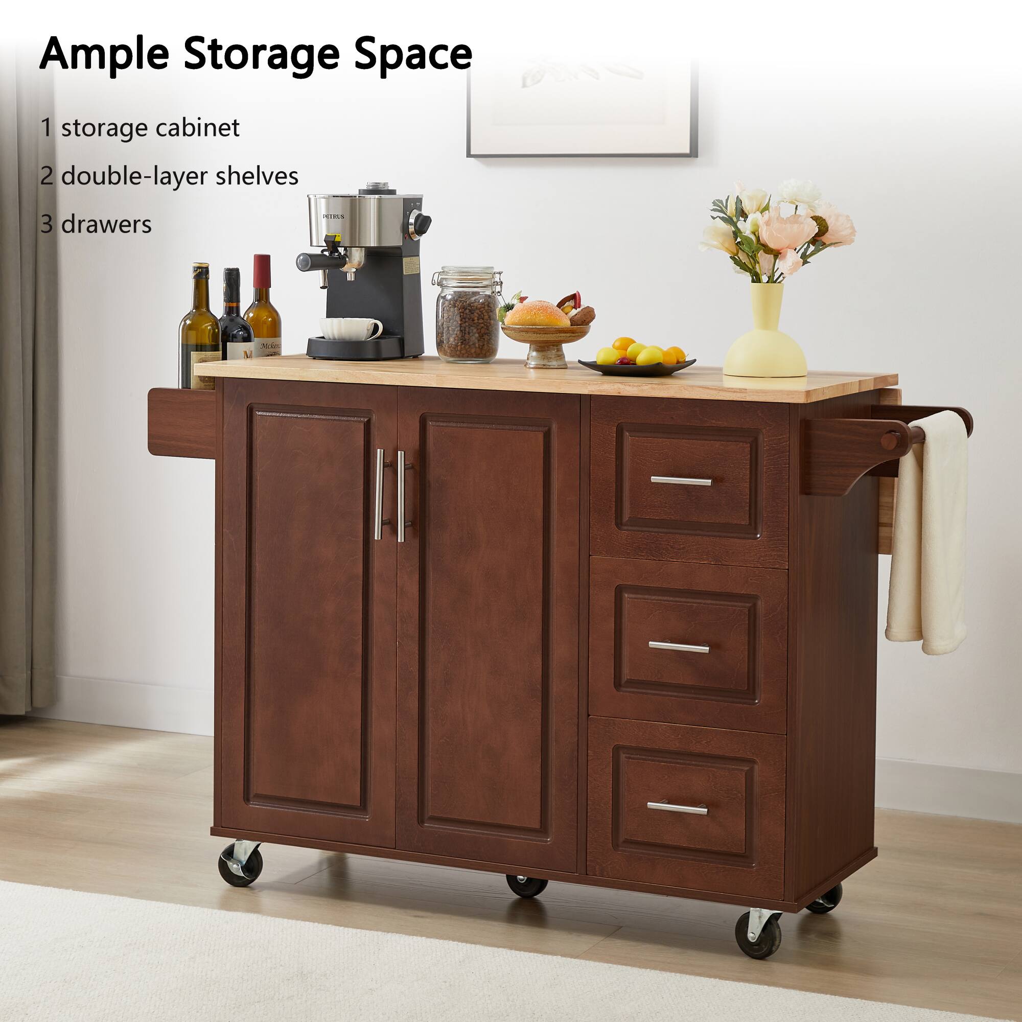 Ample Storage Space

1 storage cabinet  
2 double-layer shelves  
3 drawers