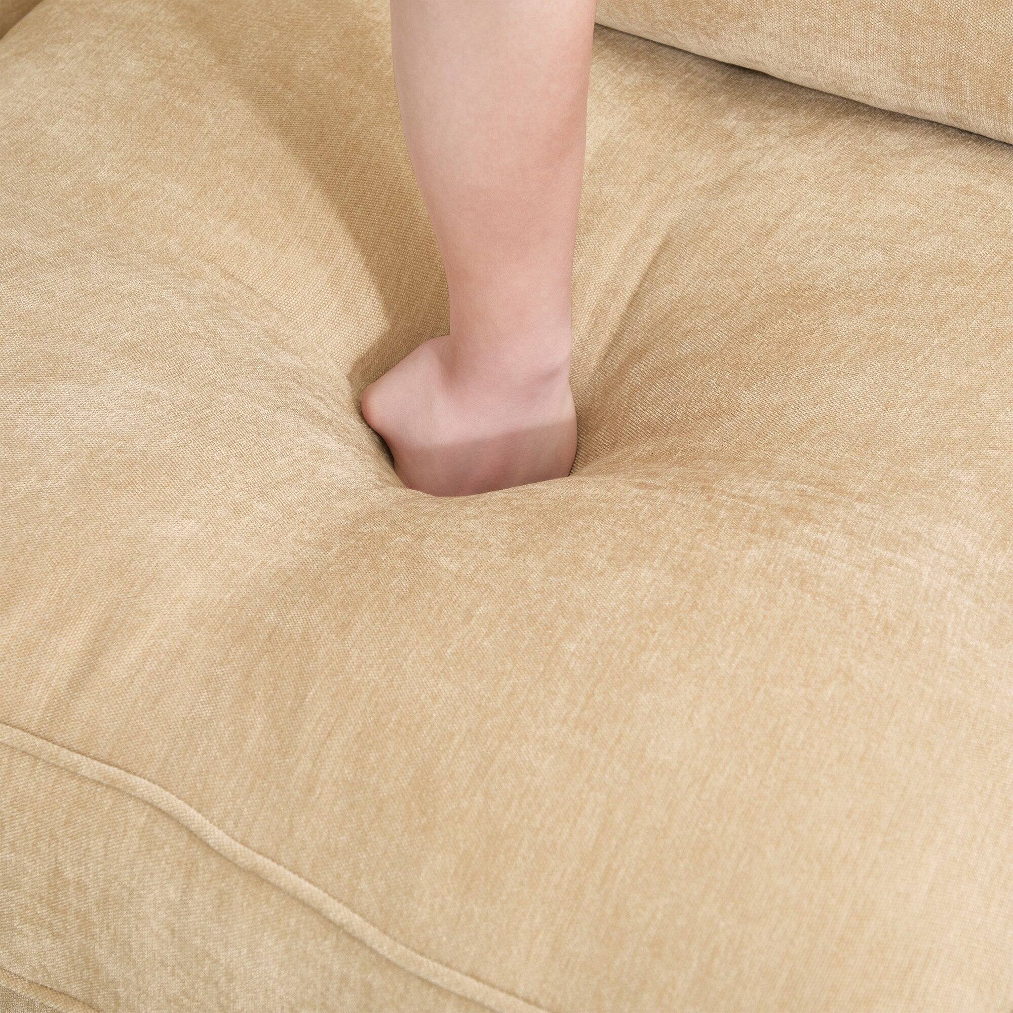 Alt View 10. Boyel Living - Chenille 2 Seater Sofa with Movable Storage Footstool - Wheat.