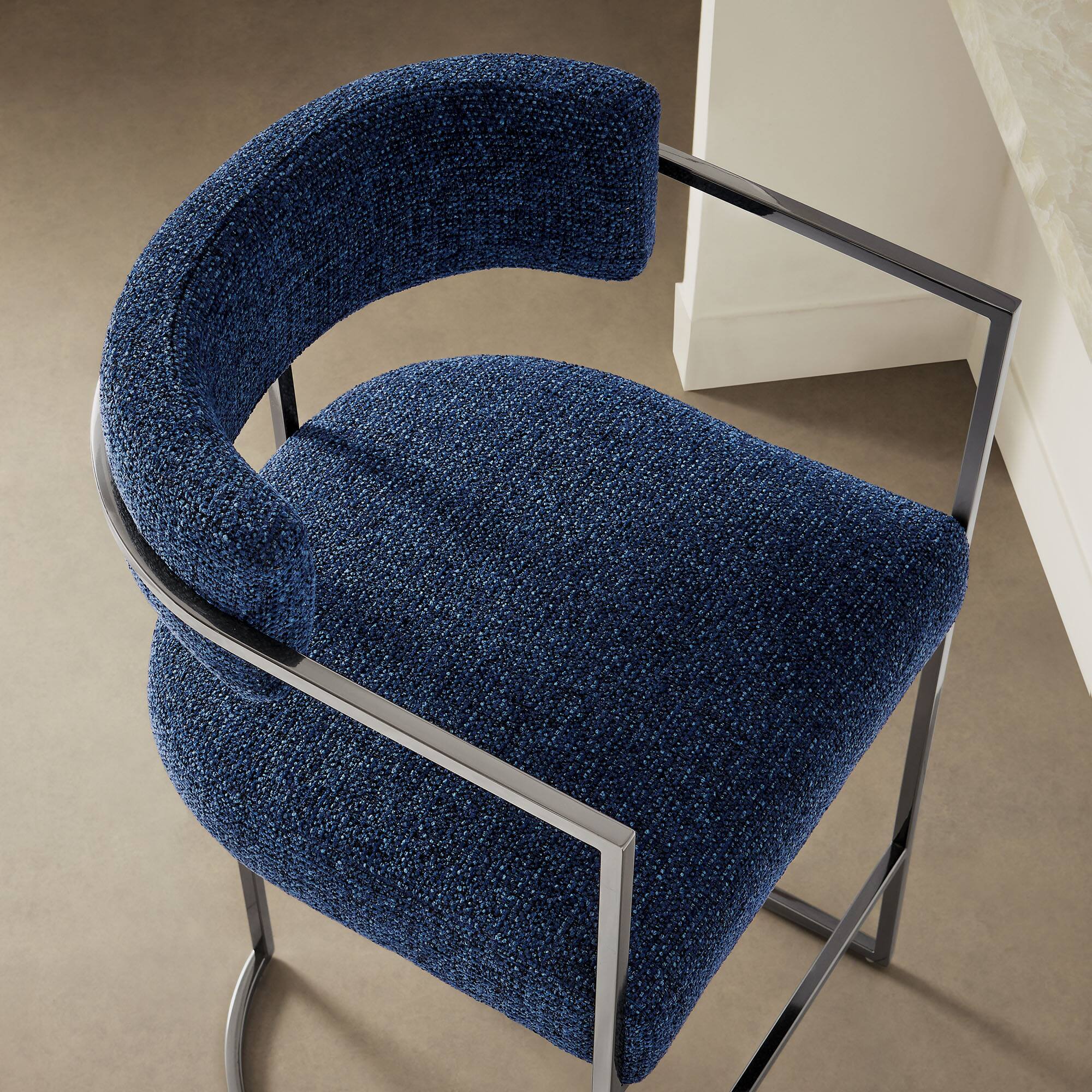 Alt View 6. Modway - Huron Curved Back Fabric and Metal Counter Stool - Silver.