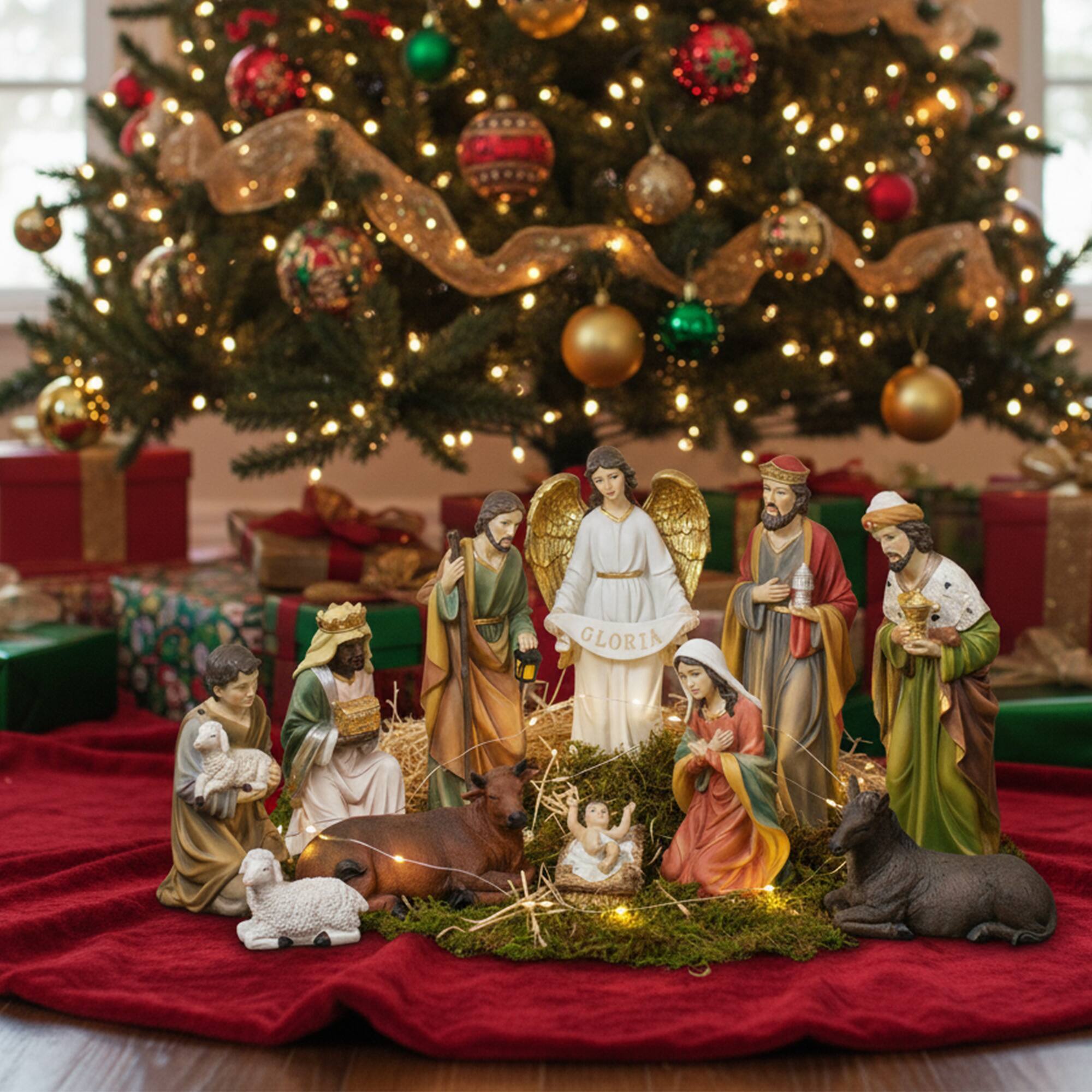 Alt View 2. Northlight - Christmas Nativity Figurines Set - 19.5” - 11-Piece - Green.