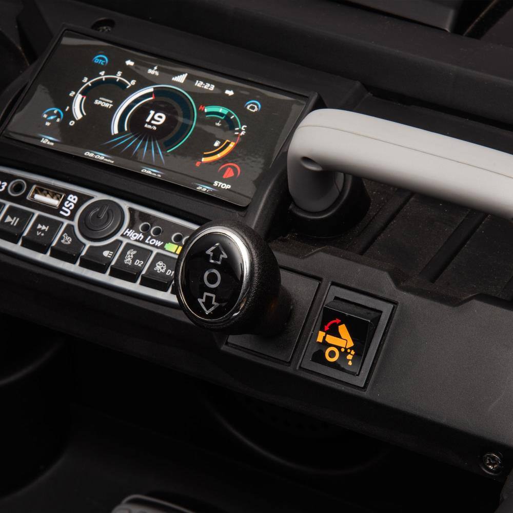 Sure, here is the corrected and grouped text from the image:

**Top Left:**
- 3
- I DIC
- 4 S
- 90%
- 3
- 6 A
- 2 SPORT

**Top Center:**
- 19 km/h
- 12:23
- 08:08
- 08:08

**Top Right:**
- High Low
- D2
- D1

**Middle Left:**
- USB
- High Low

**Middle Center:**
- STOP

**Middle Right:**
- 227

**Bottom Left:**
- 3
- am
- 19
- 12%

**Bottom Center:**
- O

**Bottom Right:**
- F
- S
- B

**Icons:**
- USB
- High Low
- STOP
- Fuel gauge with warning light