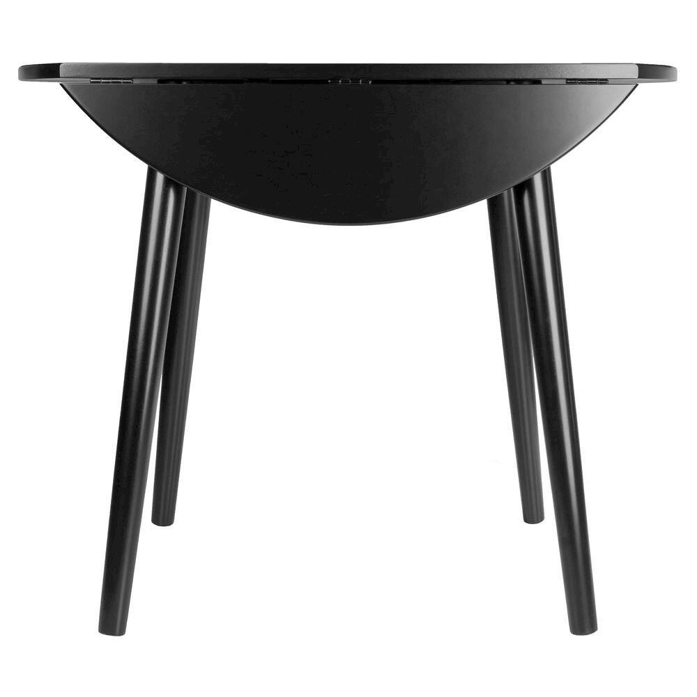Alt View 1. FurniFact - Round Drop Leaf Dining Table - Black.