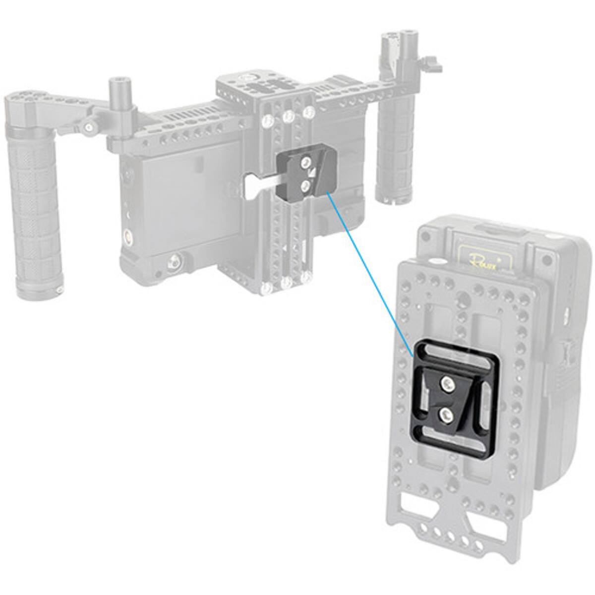 Alt View 6. CAMVATE - CAMVATE Quick Release Male V-Lock Wedge Mount + Base Plate with 1/4"-20 Mounting Points and Grooves.