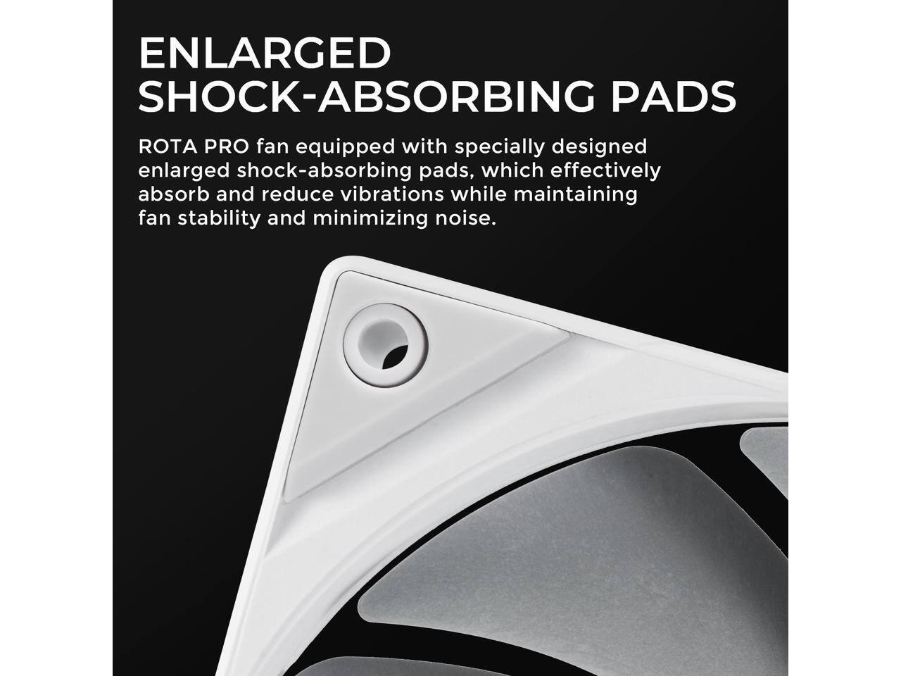 ENLARGED SHOCK-ABSORBING PADS

ROTA PRO fan equipped with specially designed enlarged shock-absorbing pads, which effectively absorb and reduce vibrations while maintaining fan stability and minimizing noise.