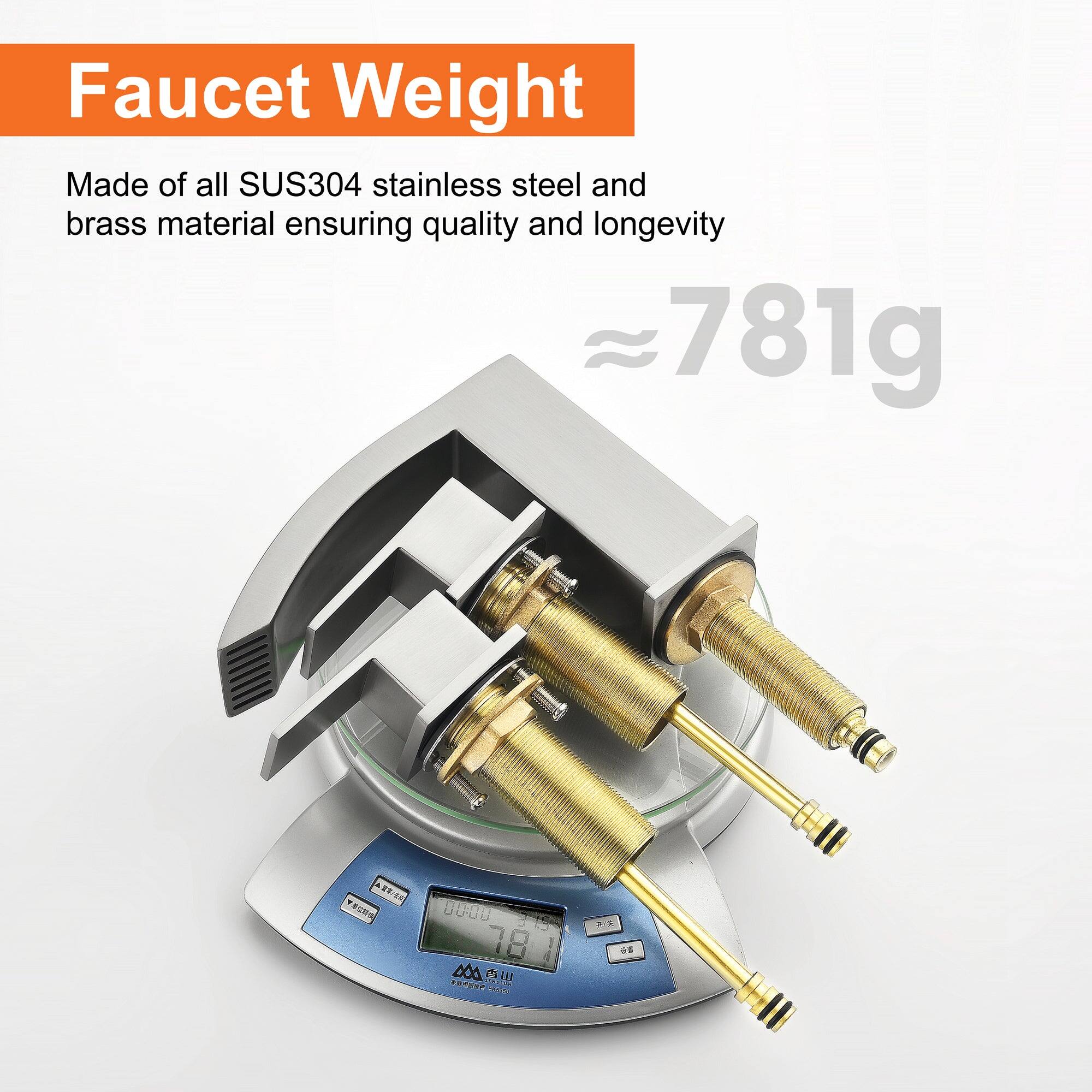 Faucet Weight

Made of all SUS304 stainless steel and brass material ensuring quality and longevity

≈781g