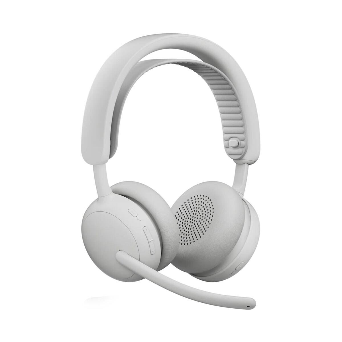 Alt View 1. Logitech - Logitech Zone Wireless 2 ES Active Noise Cancelling Closed-Back On-Ear Stereo Headset, Off-White - White.