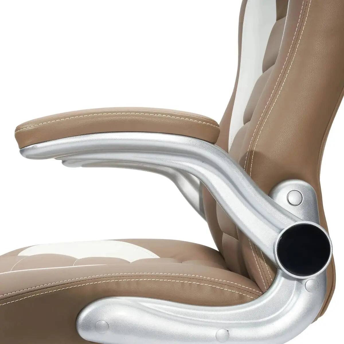 Alt View 9. Techni Mobili - High Back Executive Chair With Flip Up Arms For Home - Brown; beige.