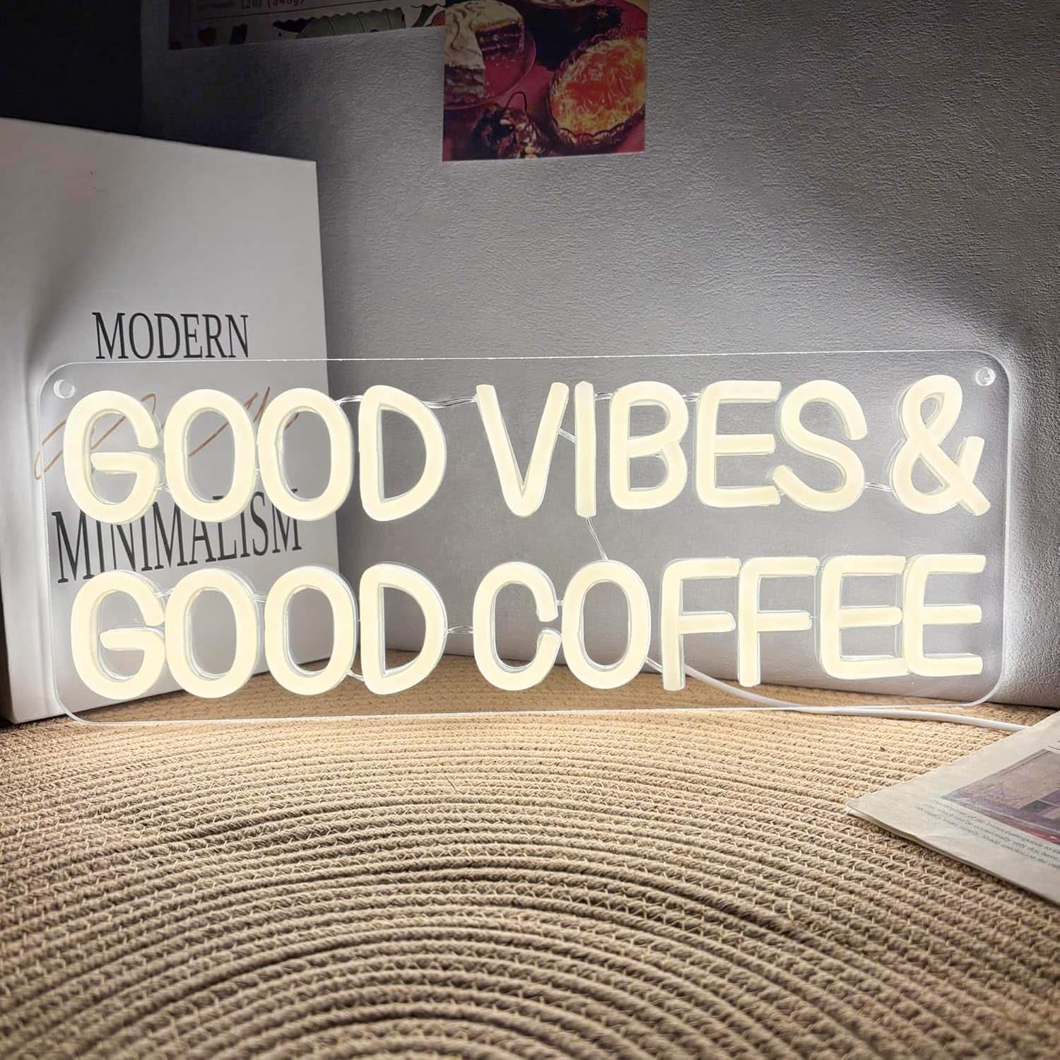 Auledio - Coffee Neon Sign, Good Vibes Good Coffee Neon Light USB Powered LED Dimmable, for Cafes Modern Welcome Open Sign - multicolour
