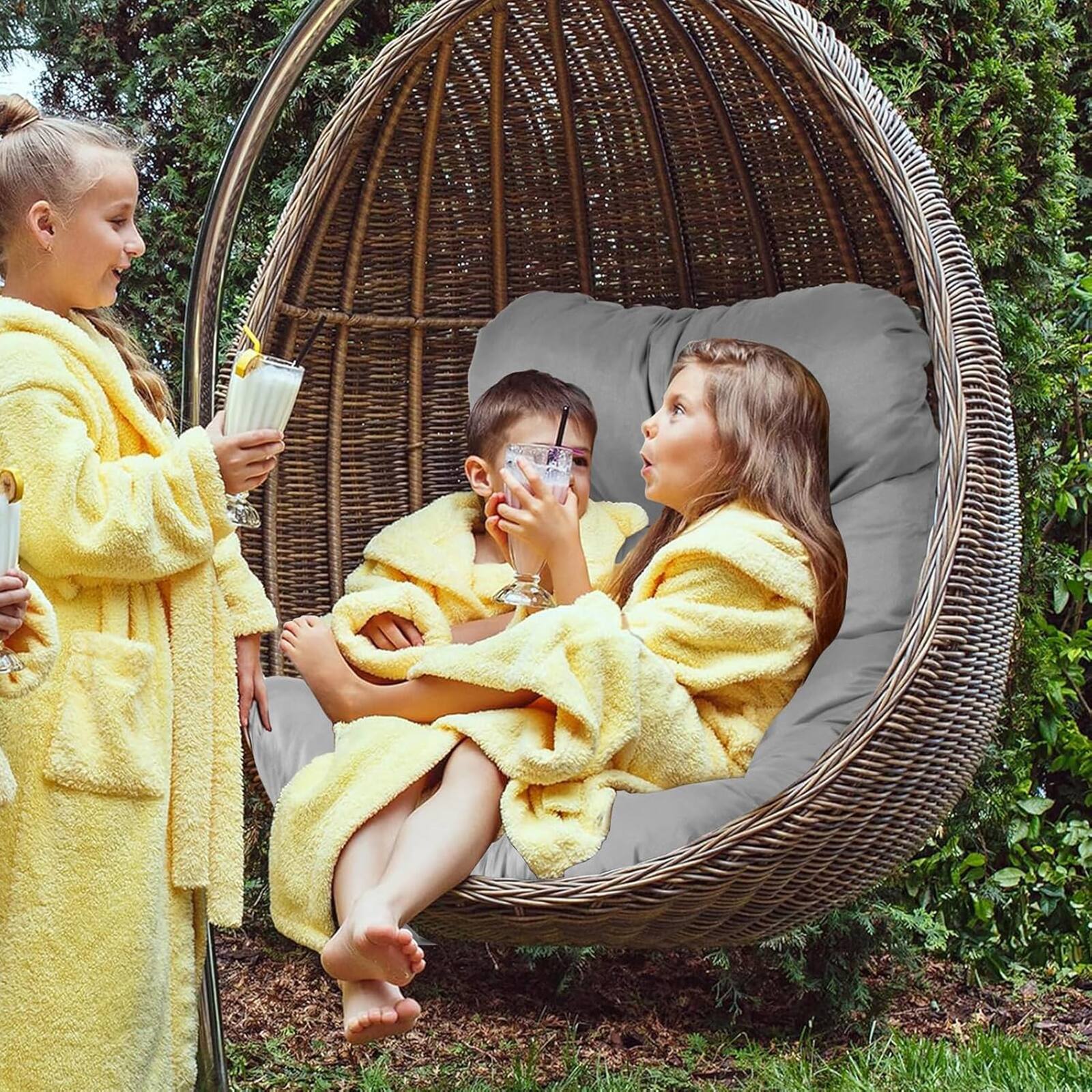 Alt View 5. Chateau Abodes - Outdoor Egg Chair Cushion, 7.9in Thick Waterproof Replacement for Hammock & Swing Chairs, Patio & Porch - Light Gray.