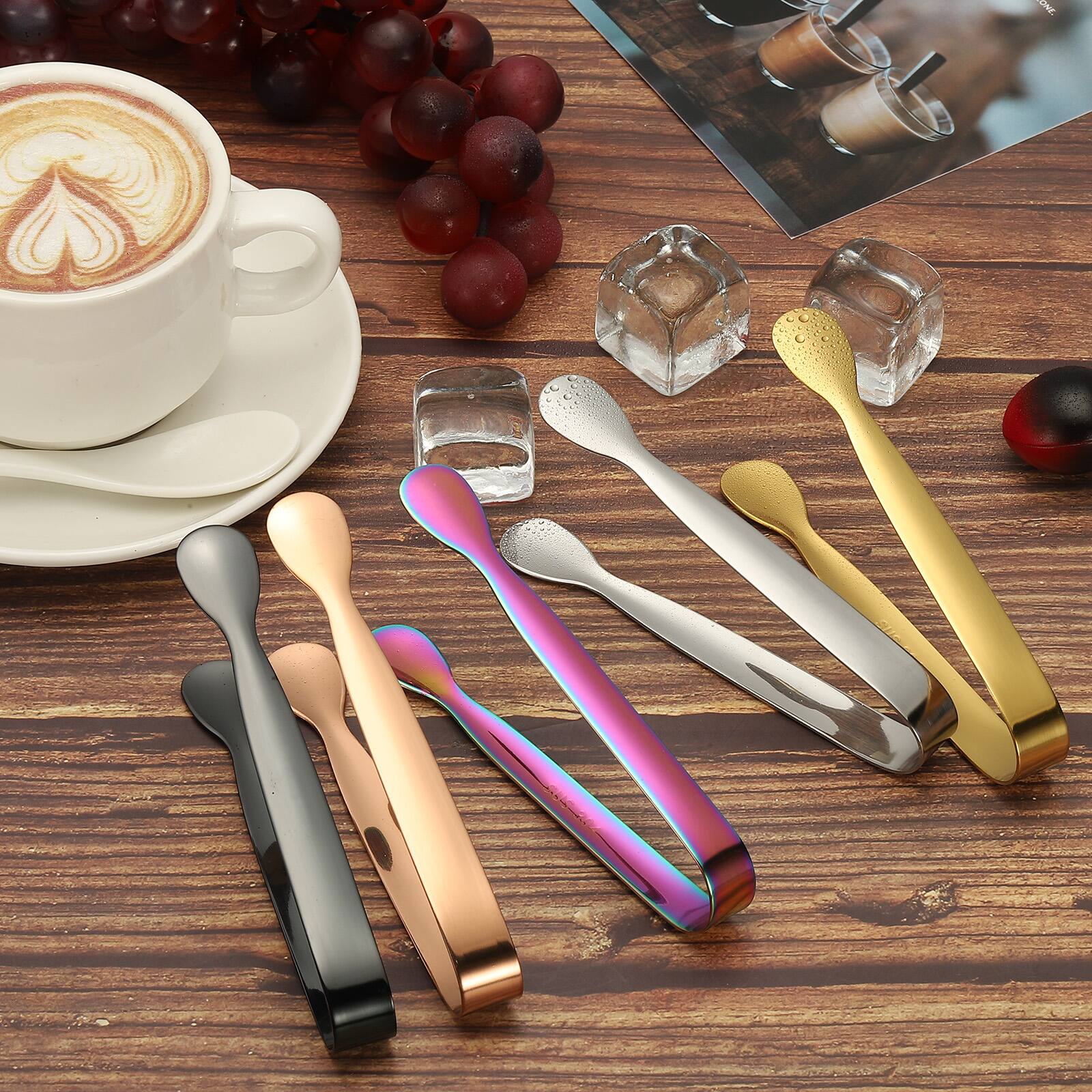 Alt View 4. Unique Bargains - Mini Serving Tongs 4.3" Stainless Steel, 2pcs, Buffet Tongs for Charcuterie, Dessert, Party, Tea, Coffee - Colorful.