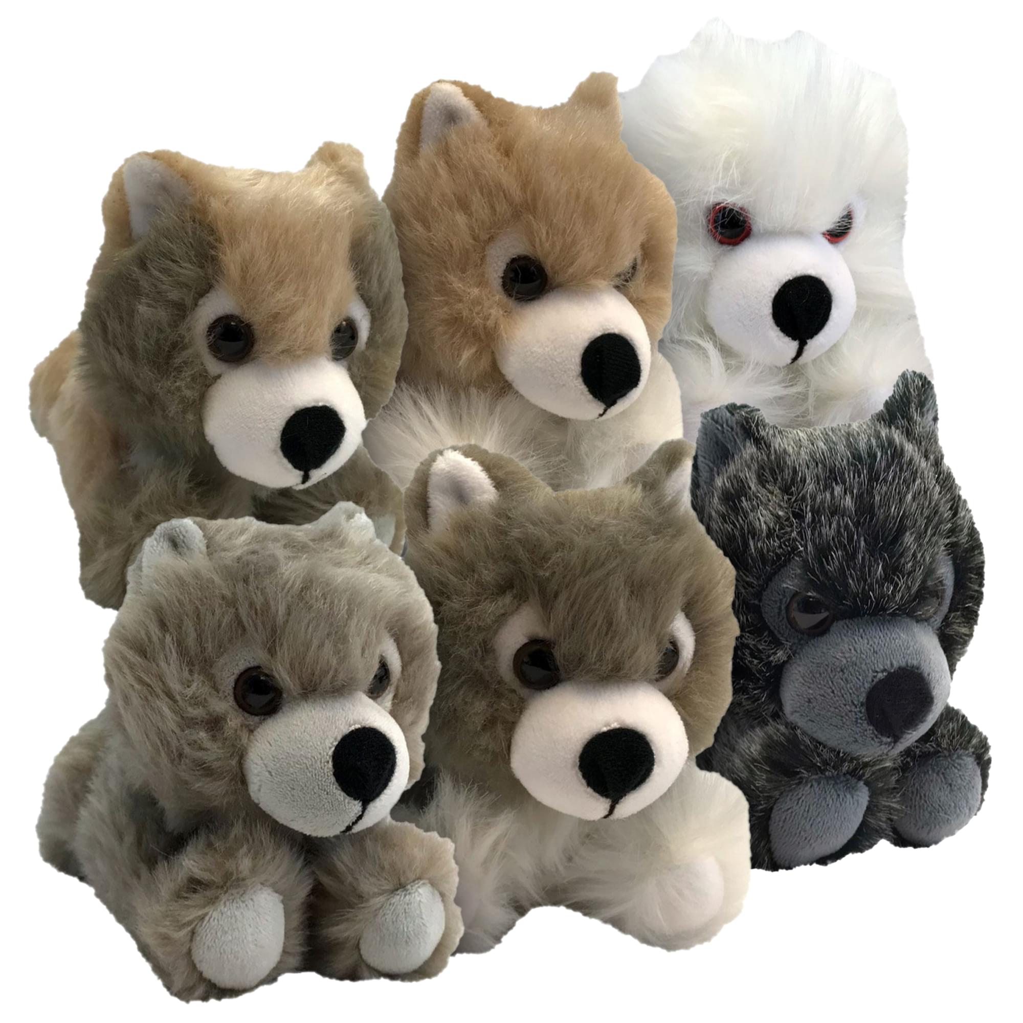Front. Factory Entertainment - Game of Thrones Exclusive 6-Inch Plush Direwolf Prone Cub 6-Pack - Grey.
