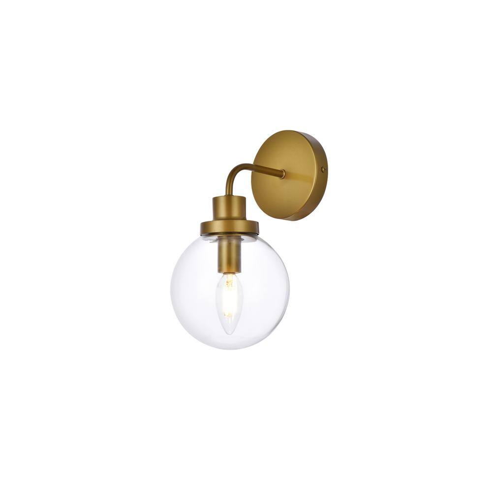 Alt View 2. Living District - Hanson 1 light bath sconce in brass with clear shade - Brass And Clear Shade.
