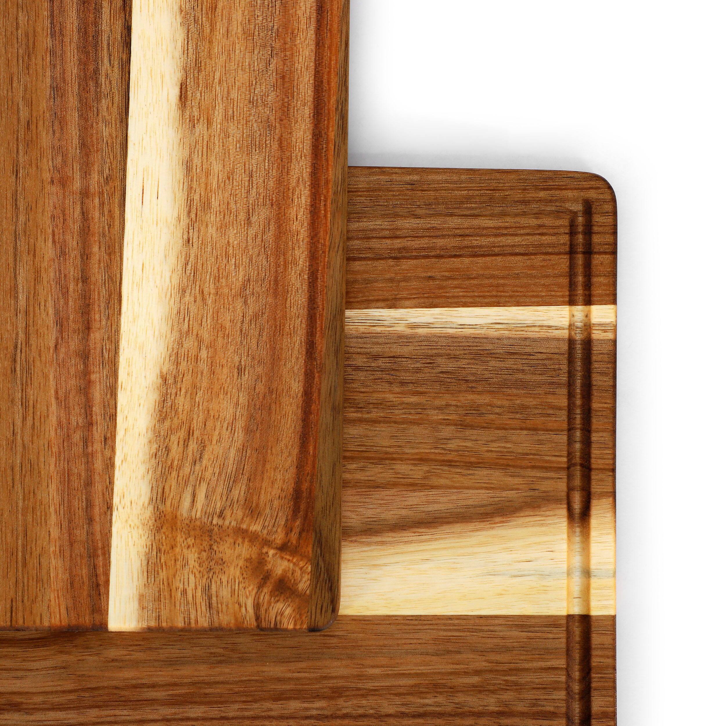 Alt View 4. MegaChef - MegaChef 3 Piece 7 Inch, 10 Inch, and 17 Inch Acacia Wood Cutting Board Set with Juice Grooves - Brown.