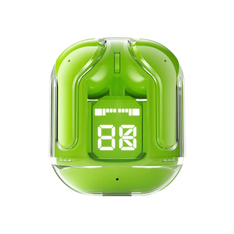 Cluzine - Green Wireless Earbuds, Bluetooth 5.3 Headphones with LED Power Display, ENC Noise Canceling