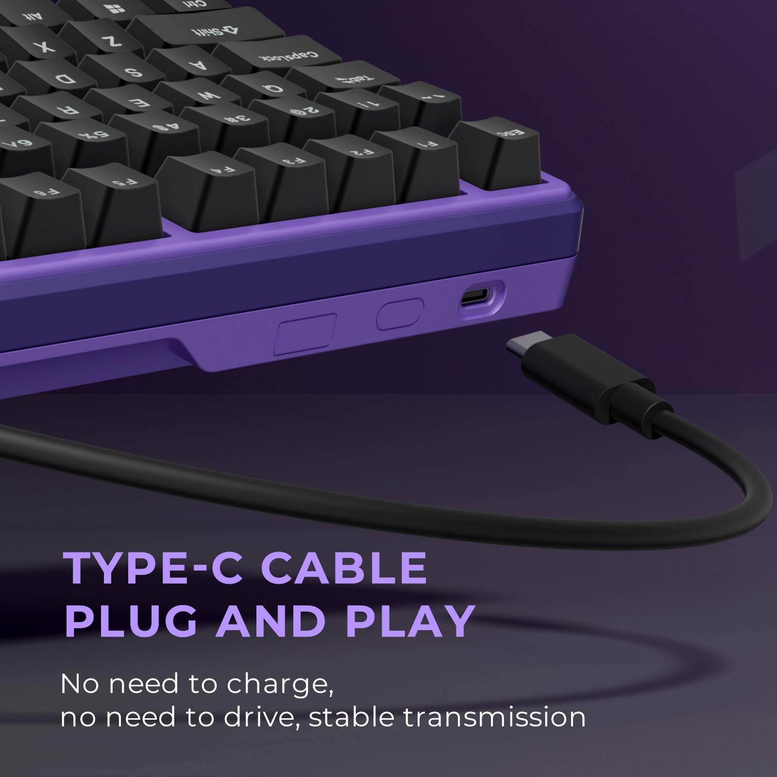 TYPE-C CABLE  
PLUG AND PLAY  

No need to charge, no need to drive, stable transmission