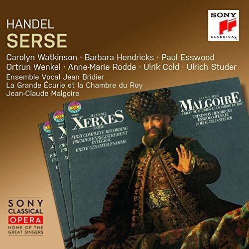 SONY HANDEL CLASSICAL SERSE  
Carolyn Watkinson  
Barbara Hendricks  
Paul Esswood  
Ortrun Wenkel  
Anne-Marie Rodde  
Ulrik Cold  
Ulrich Studer  
Ensemble Vocal Jean Bridier  
La Grande Curie et la Chambre du Roy  
Jean-Claude Malgoire  

JEAN-OLIVIER MALGOIRE  
BARBARA HENDRICKS  
CHAMBRE DU ROI  
HAENDEL  
L'GRANDE  
MTKINSON-ENKEL  
XERXES  
ESSBOOD-WENKEL  
COLD-STUDER  
RODDE  
SENSE RECORDING  
FIRST COMPLETE  
FIRST ENREGISTREMENT  
PREMIER INTEGRAL  
ERSTE GESAMTAUFNAHME  
GES  
FIN  
F P E  

SONY CLASSICAL  
OPERA  
HOME OF THE GREAT SINGERS