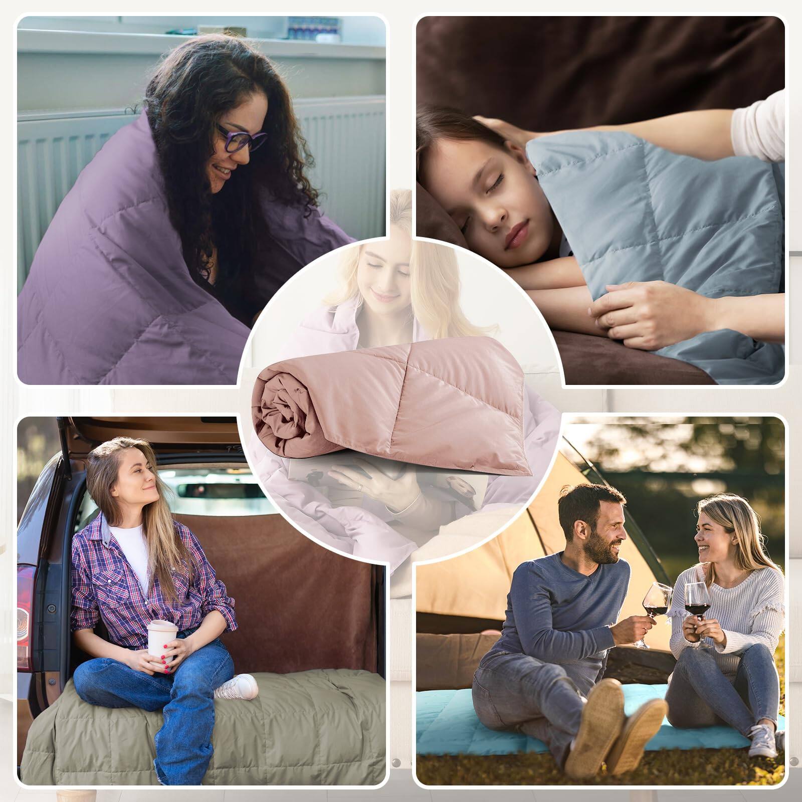 Alt View 2. Peace Nest - Peace Nest Lightweight Feather Down Throw Blanket, Pink - Pink.