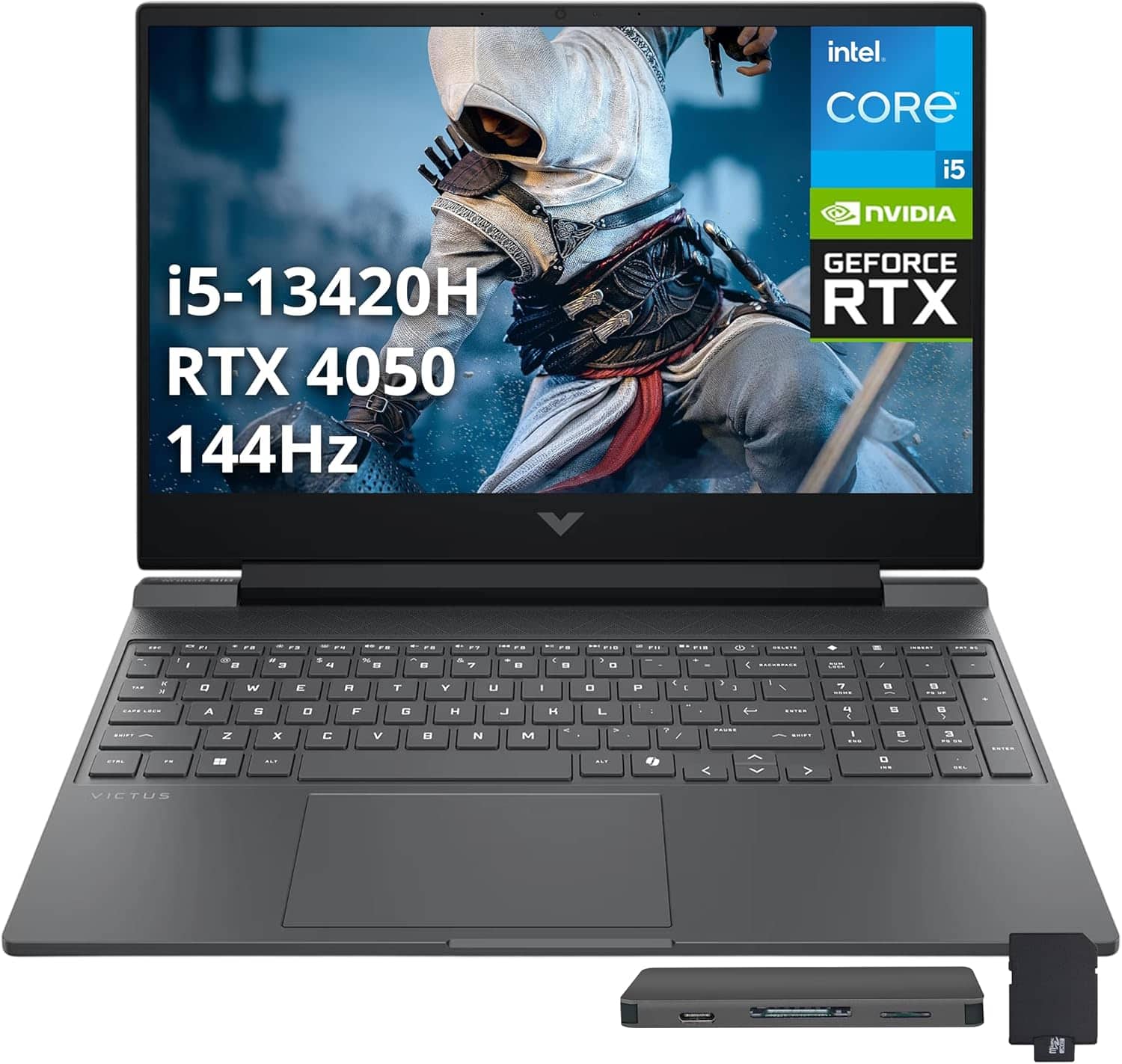 HP - Victus 15.6" FHD Gaming Laptop,Intel i5-13420H,16GB RAM,1TB SSD+1TB Dock Set,GeForce RTX 4050,Win 11 - Silver