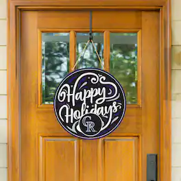 Evergreen Enterprises - Colorado Rockies 18" Happy Holidays Wooden Round Door Sign - Multicolor