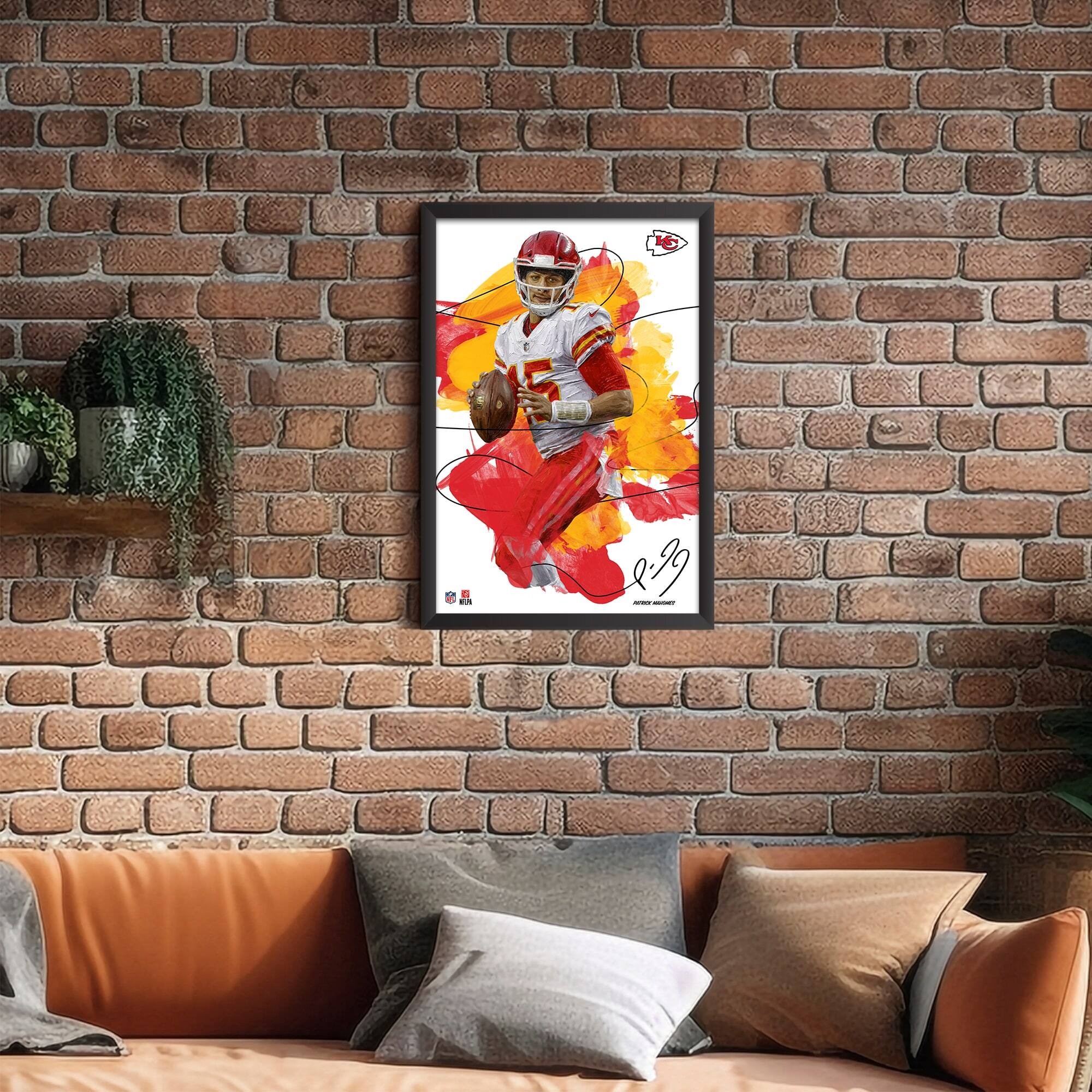 Alt View 1. Sporticulture - Patrick Mahomes Kansas City Chiefs 14" x 20" Brush Stroke Player Framed Art Print - Multicolor.