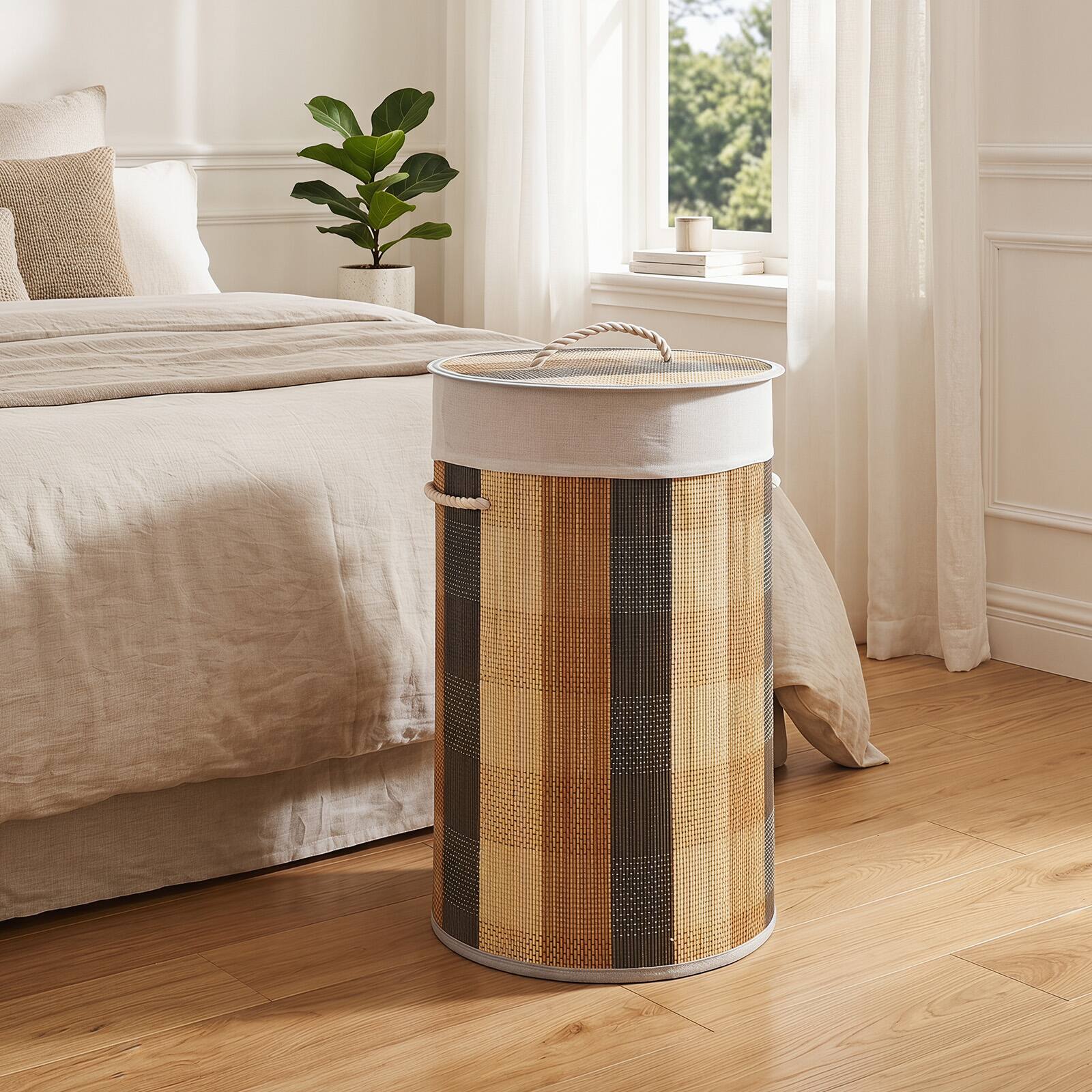 Alt View 3. Costway - Costway 13.2 Gal Laundry Hamper with Lid, 3 Handles, Removable & Machine-Washable Liner - Multicolor.