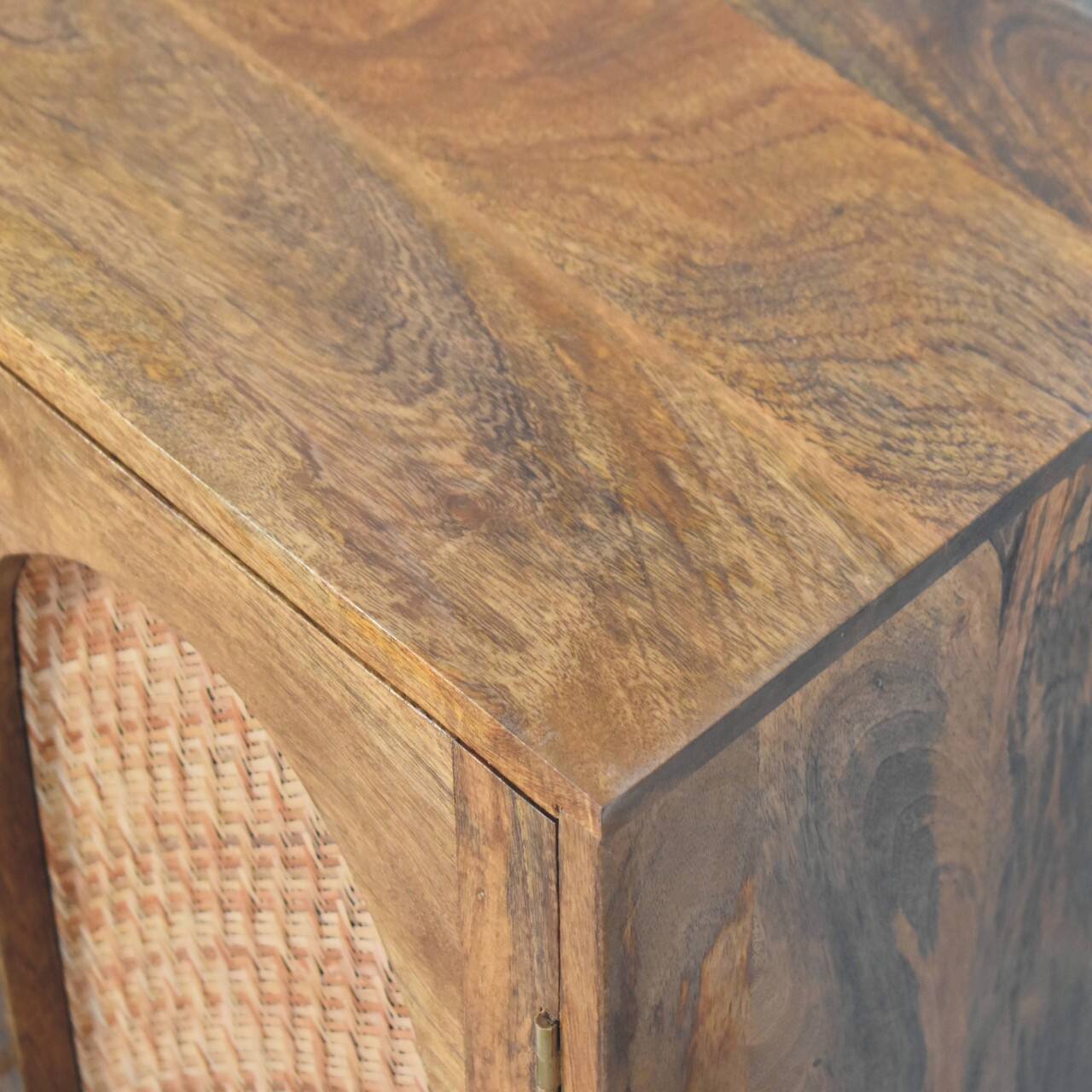 Alt View 2. Artisan Furniture - Artisan Furniture Solid Wood Arched Rattan Two-Door Sideboard, 2 Shelves, Brown - Brown.
